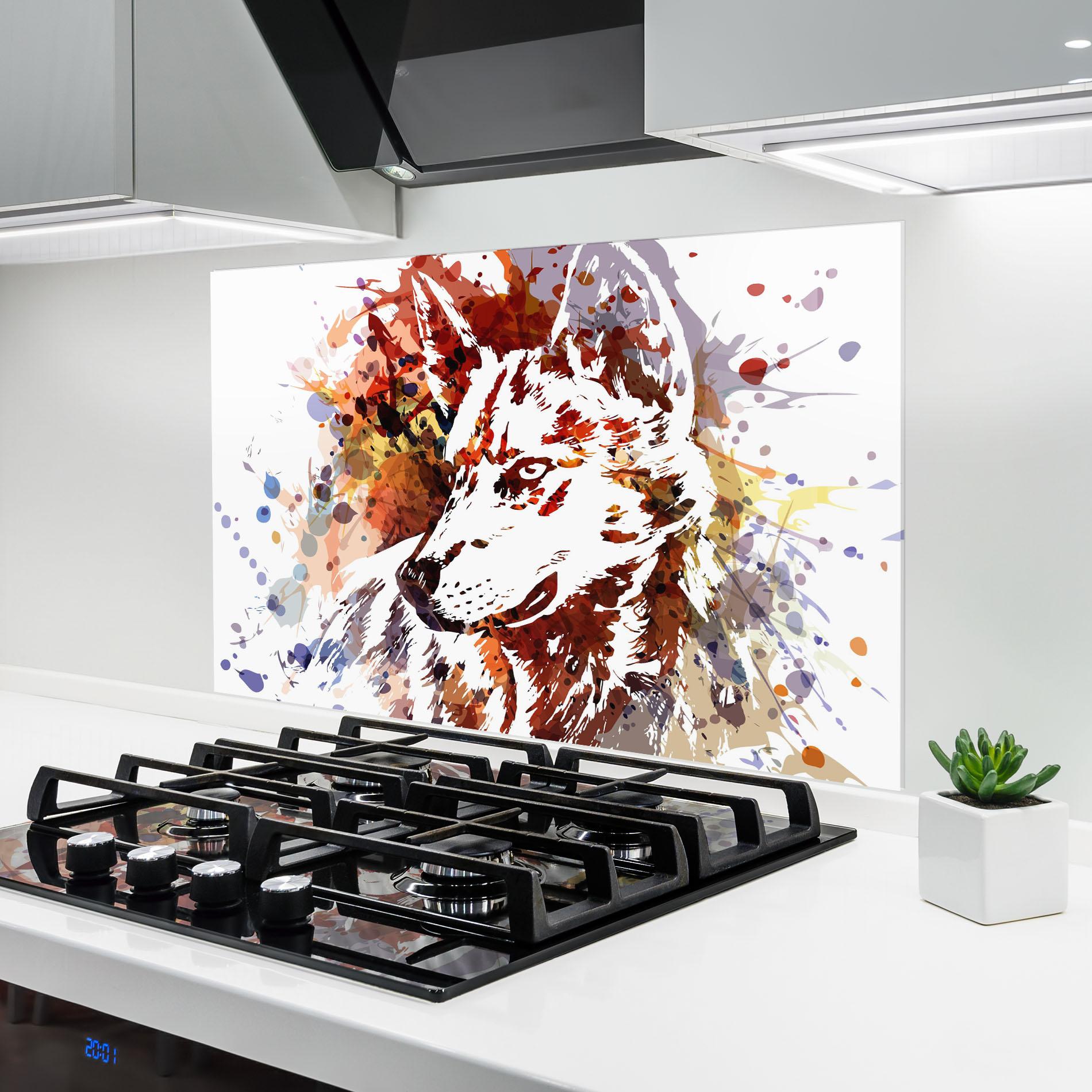 Küchenrückwand Glas Wolf Splash mockup 6