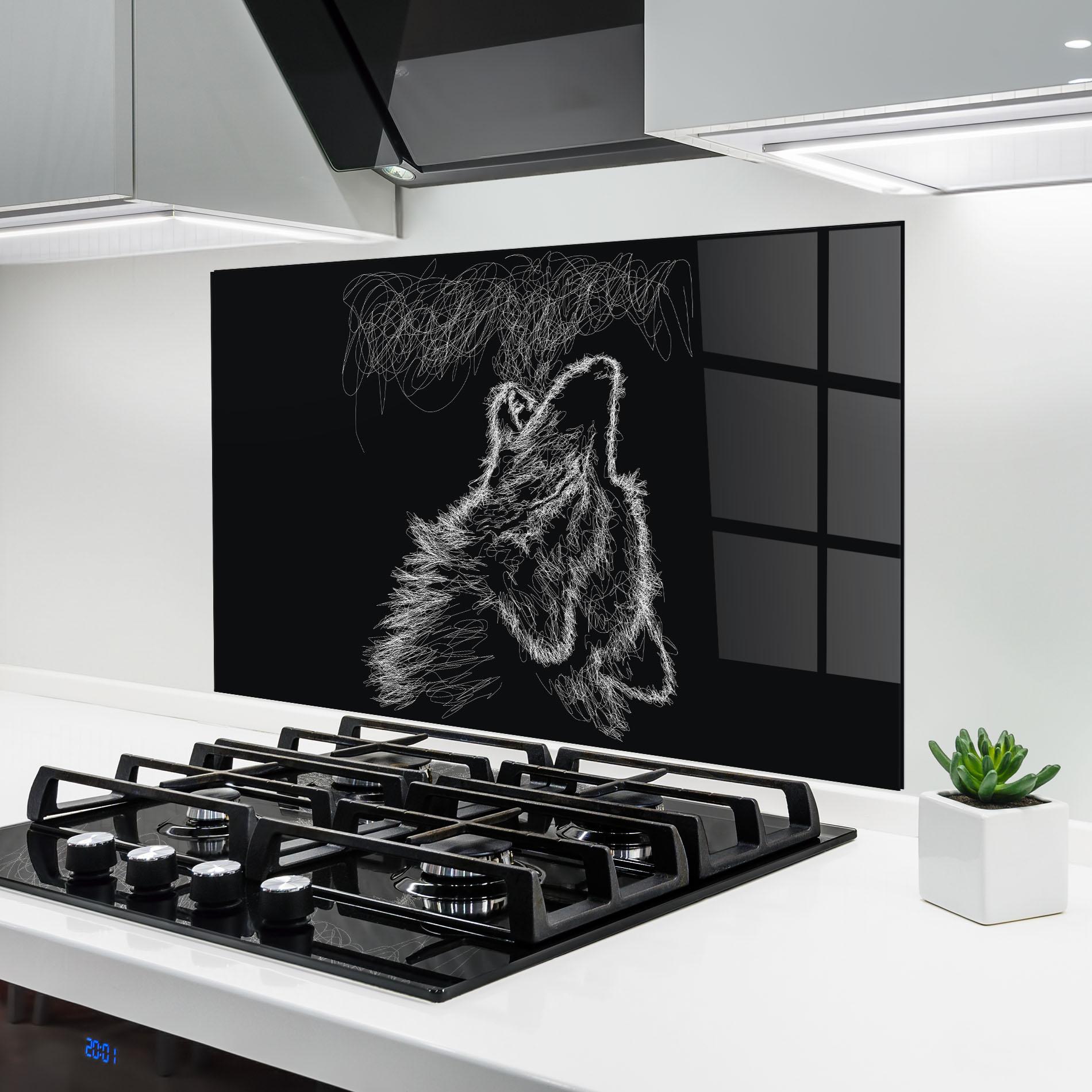 Küchenrückwand Glas Wolf White Line mockup 6