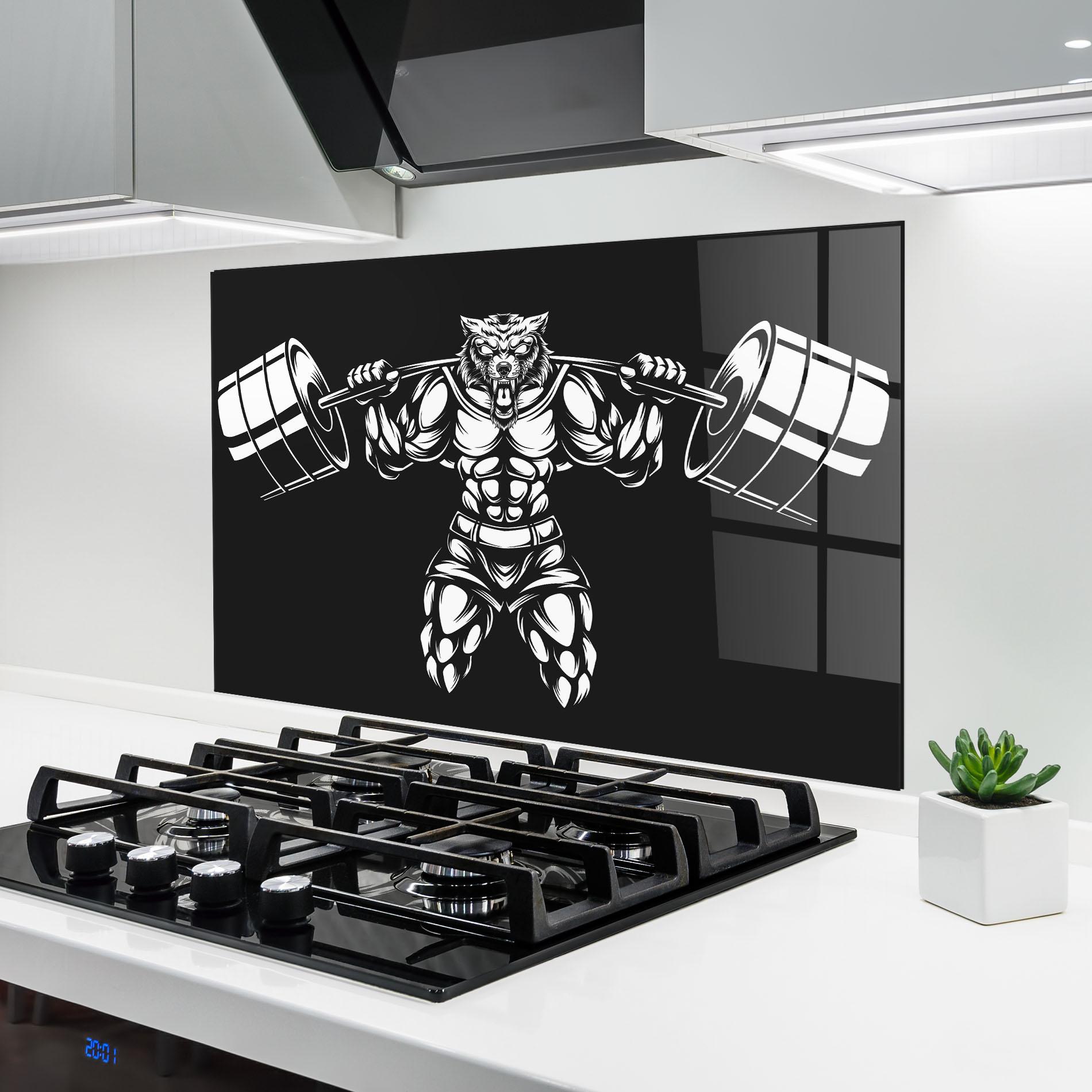 Küchenrückwand Glas Work Out Wolf mockup 6