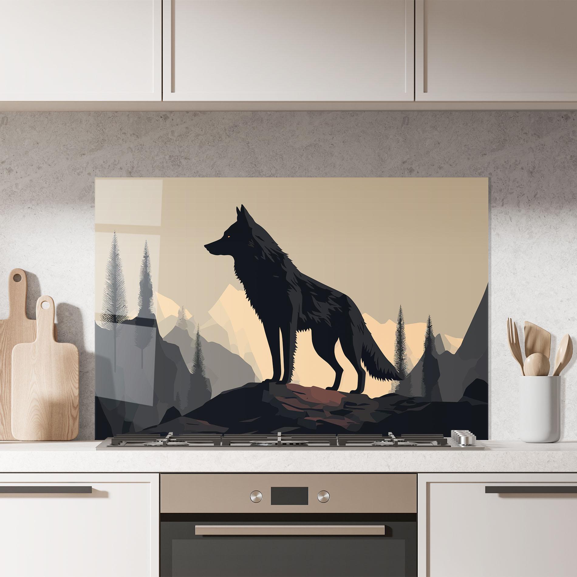 Küchenrückwand Glas Black Wolf mockup 7