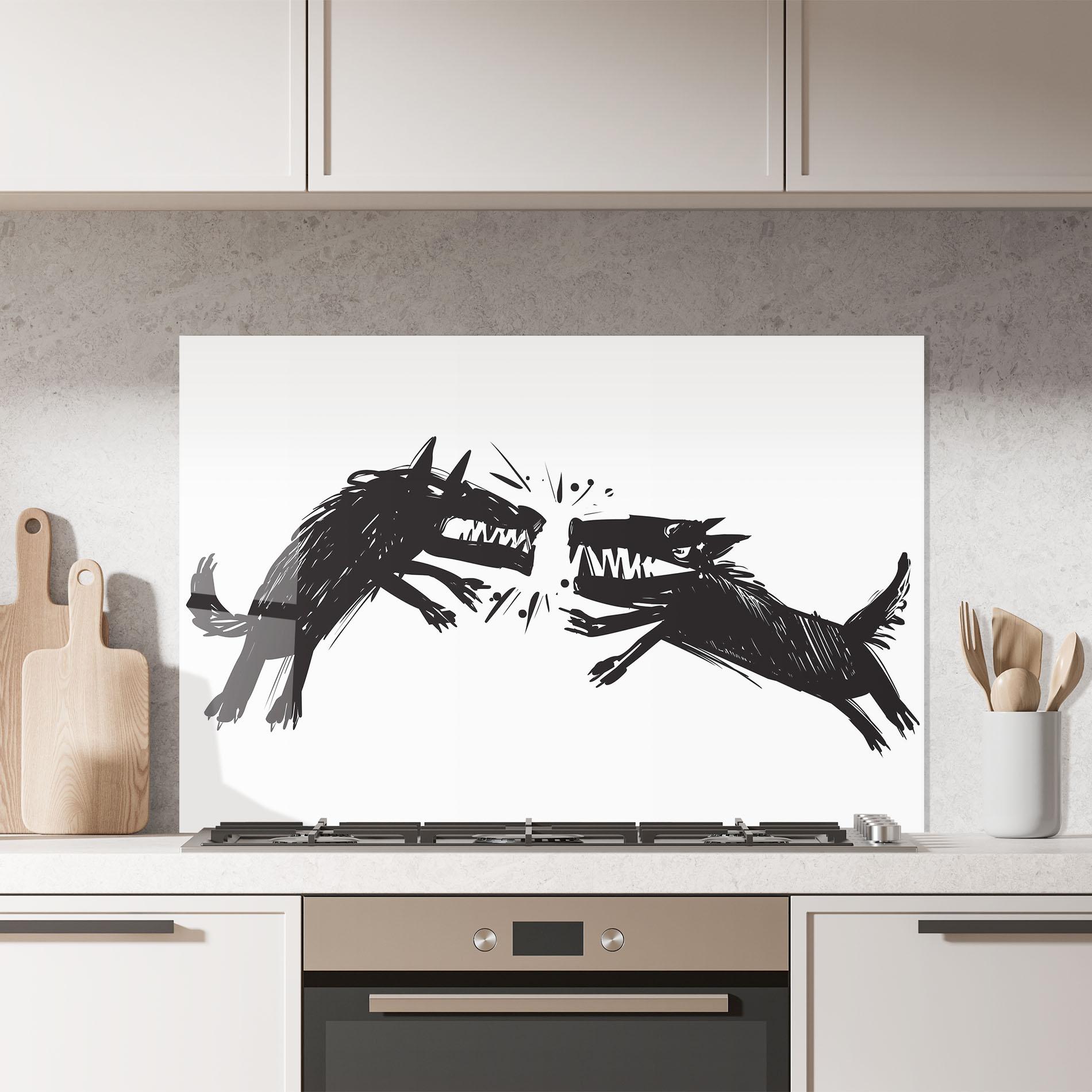 Küchenrückwand Glas Black Wolves mockup 7