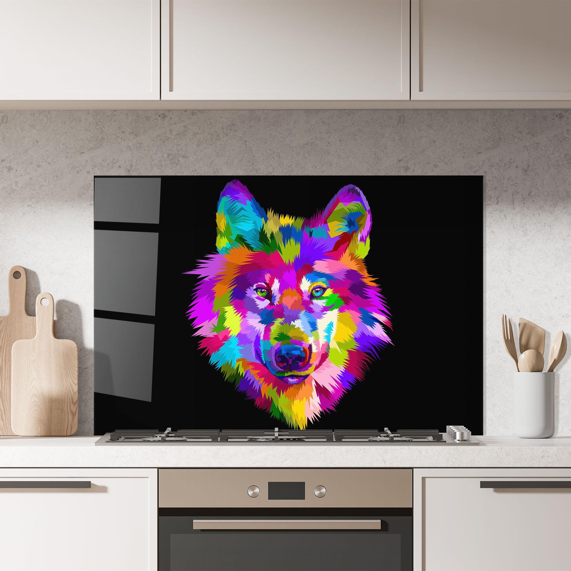 Küchenrückwand Glas Color Mix Wolf mockup 7