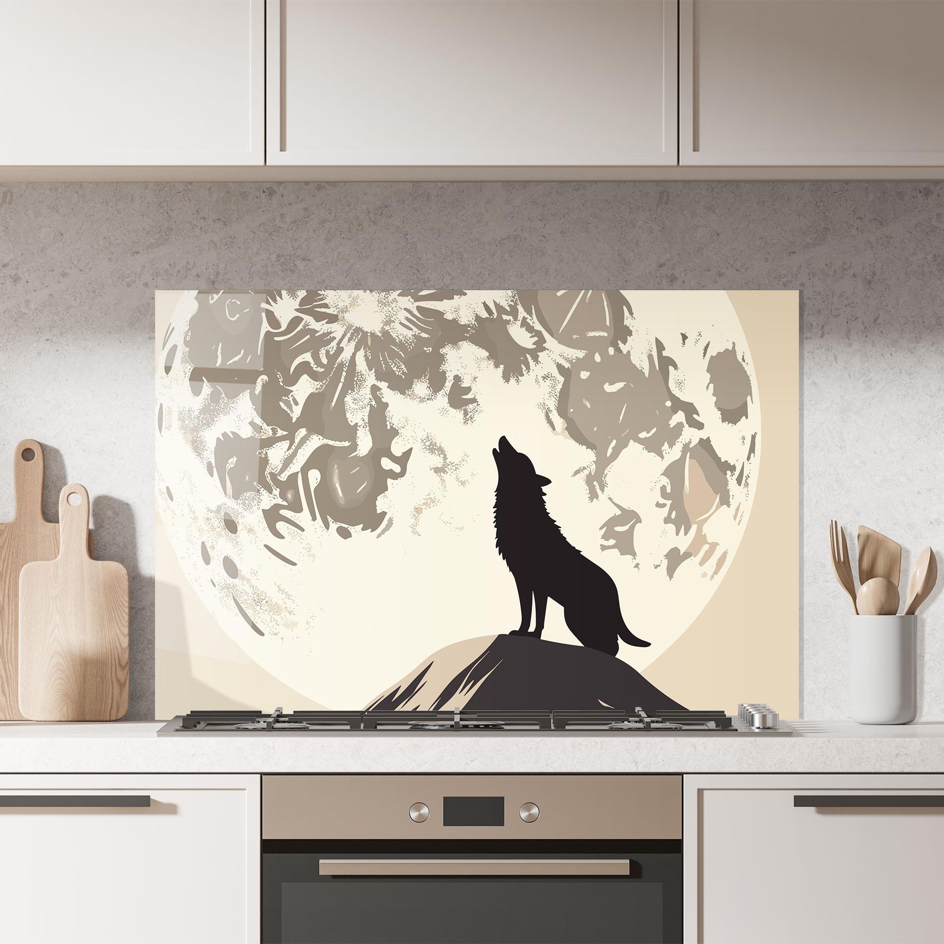 Küchenrückwand Glas Cream Moon Wolf mockup 7