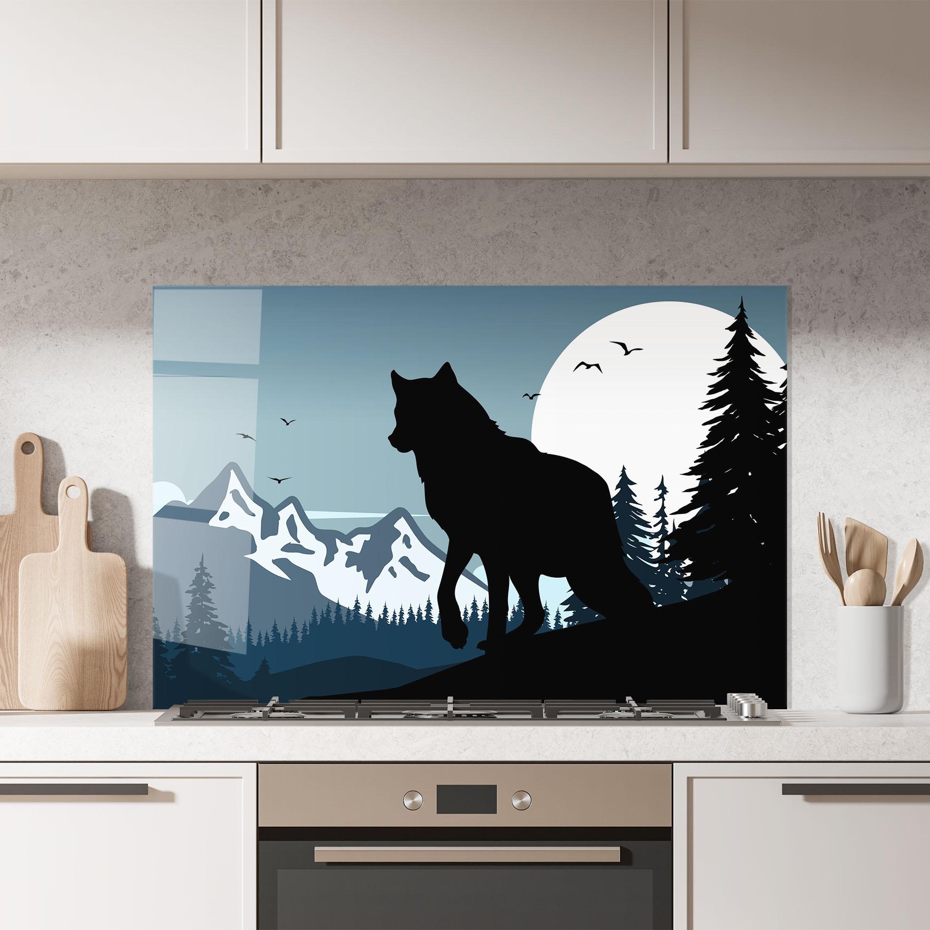 Küchenrückwand Glas Hill Wolf mockup 7