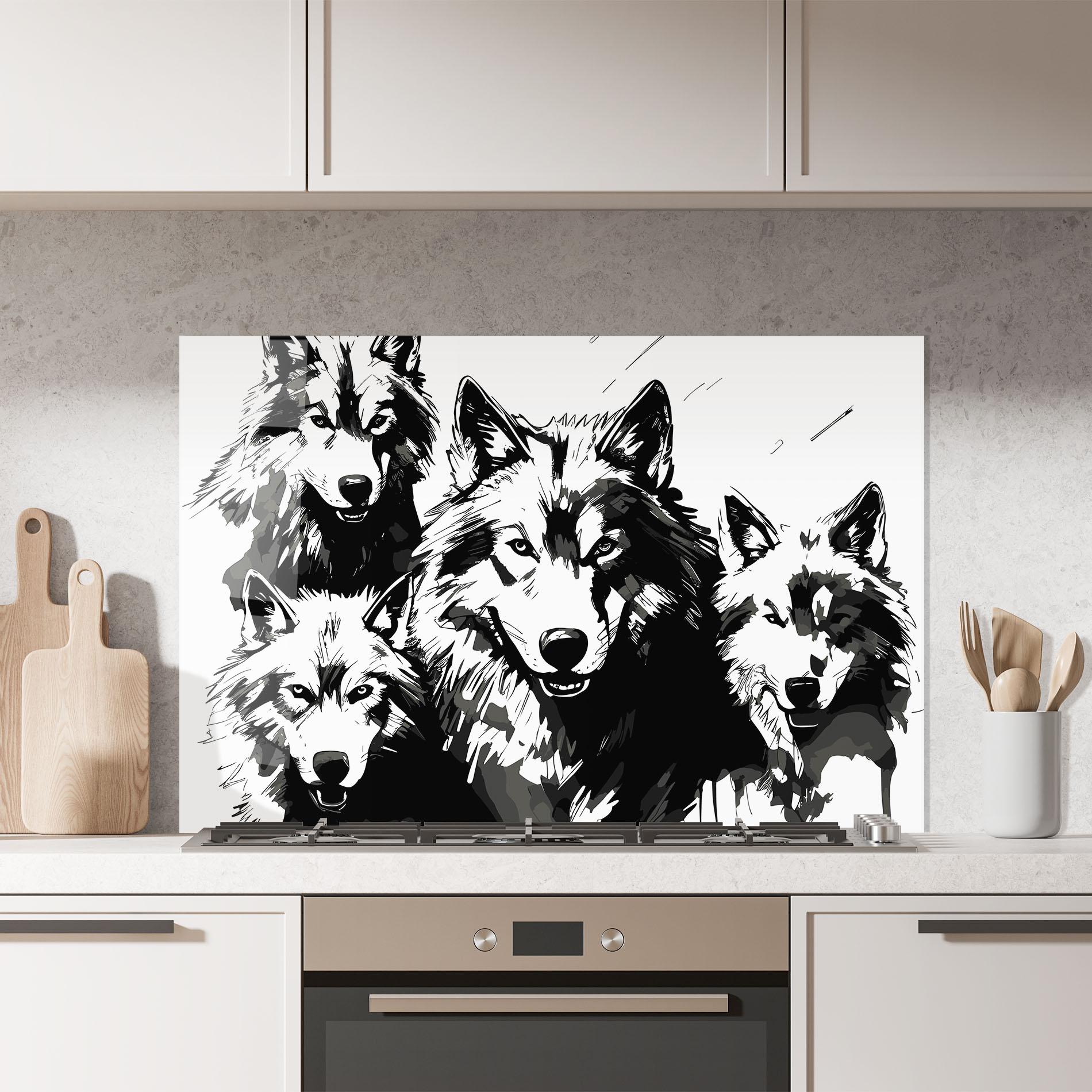Küchenrückwand Glas Wolf Family mockup 7