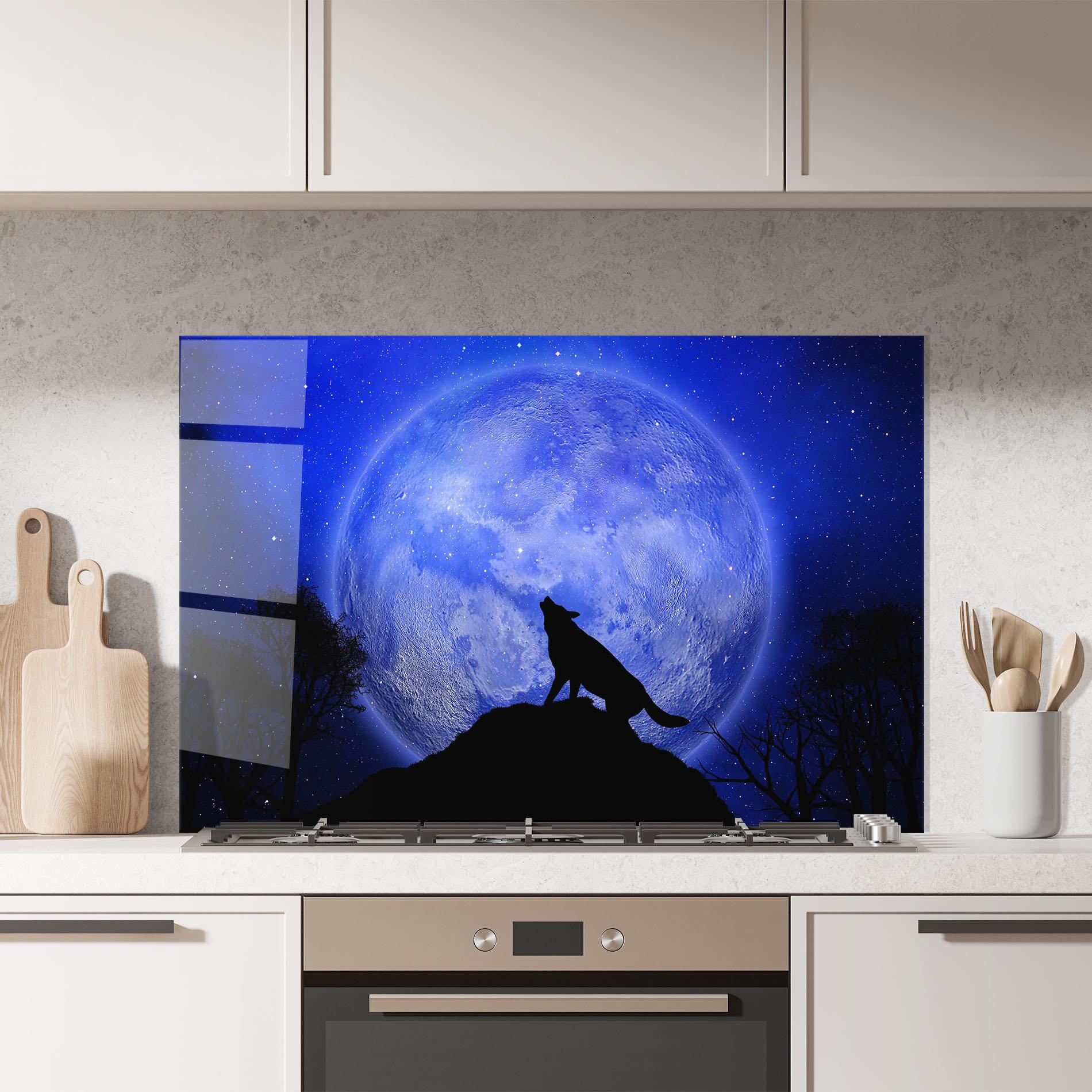 Küchenrückwand Glas Wolf Howling mockup 7
