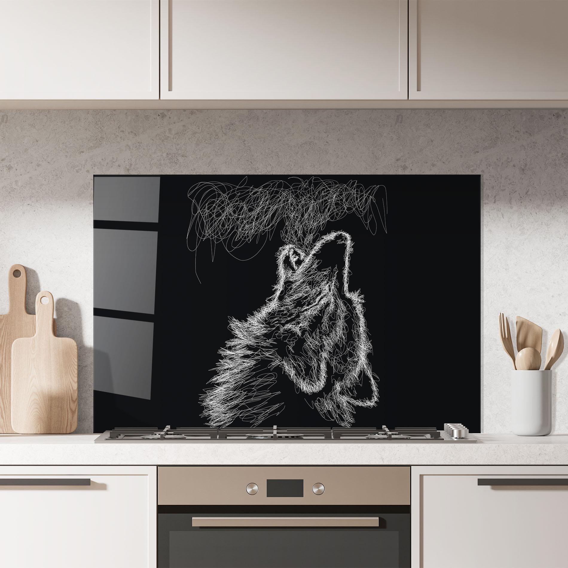 Küchenrückwand Glas Wolf White Line mockup 7