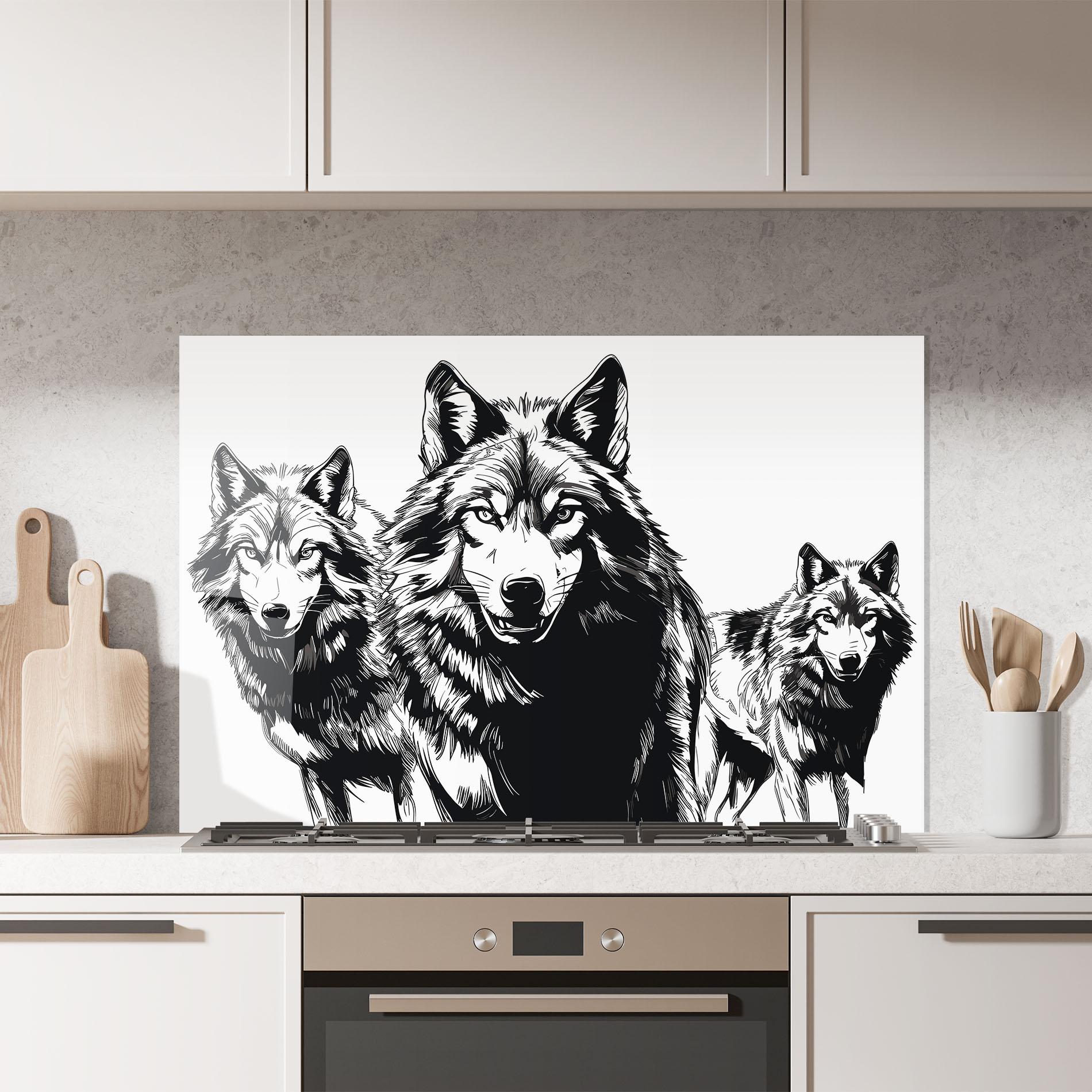 Küchenrückwand Glas Wolves mockup 7