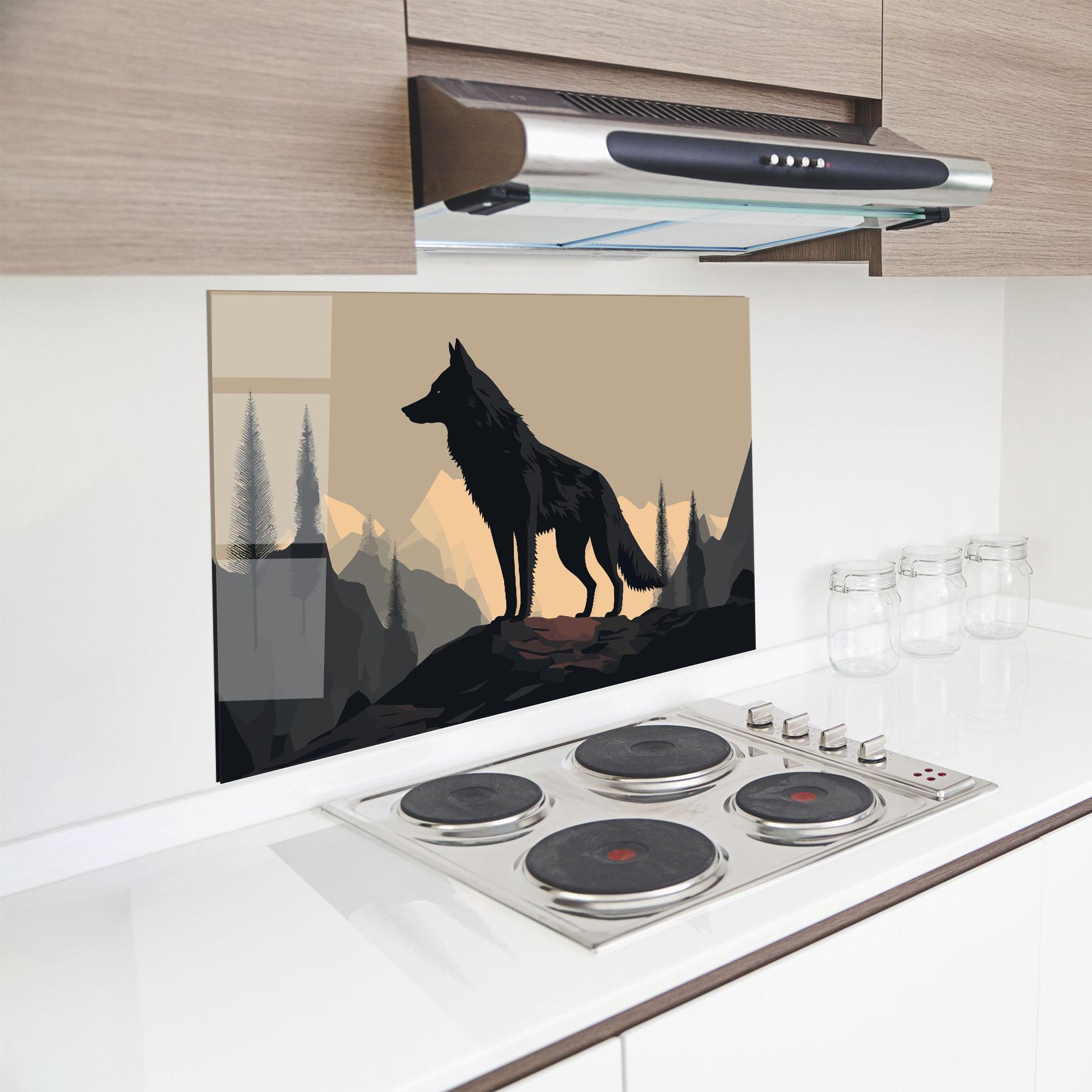 Küchenrückwand Glas Black Wolf mockup 8