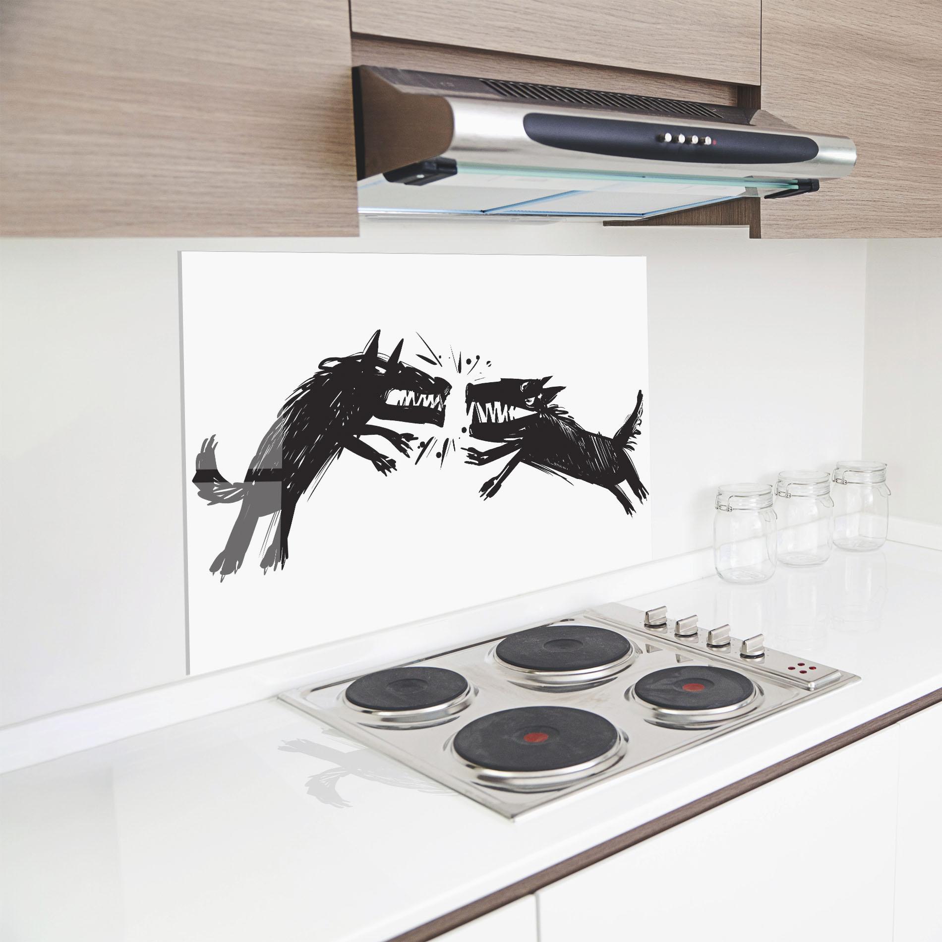 Küchenrückwand Glas Black Wolves mockup 8