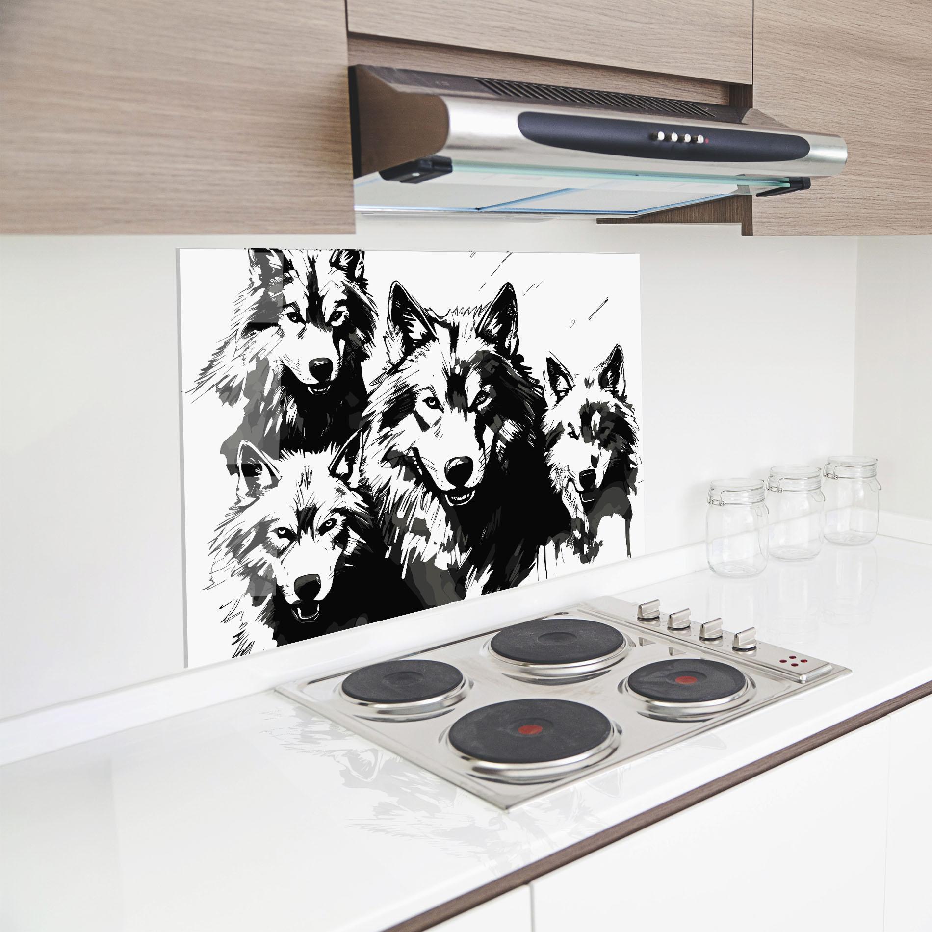 Küchenrückwand Glas Wolf Family mockup 8