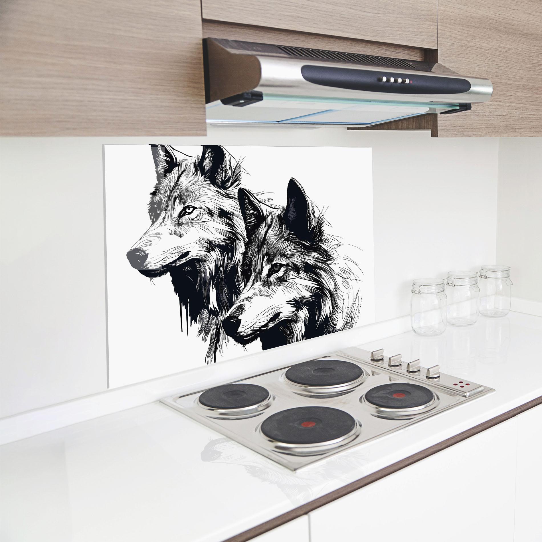 Küchenrückwand Glas Wolf Friends mockup 8