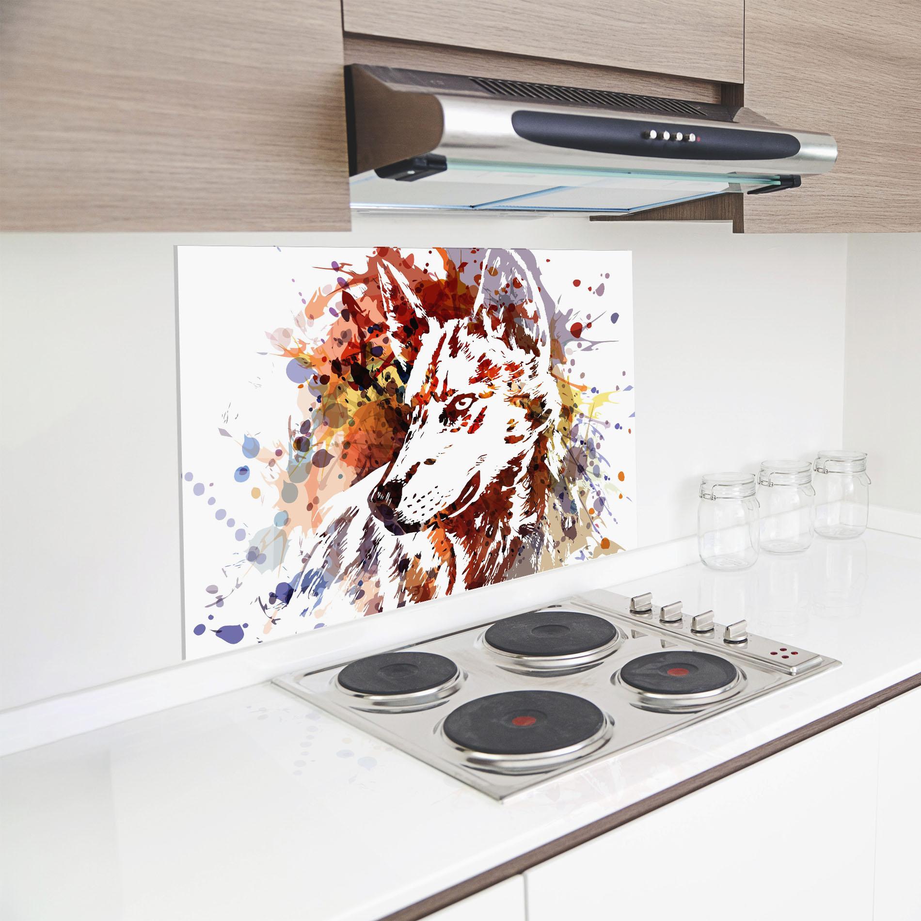Küchenrückwand Glas Wolf Splash mockup 8