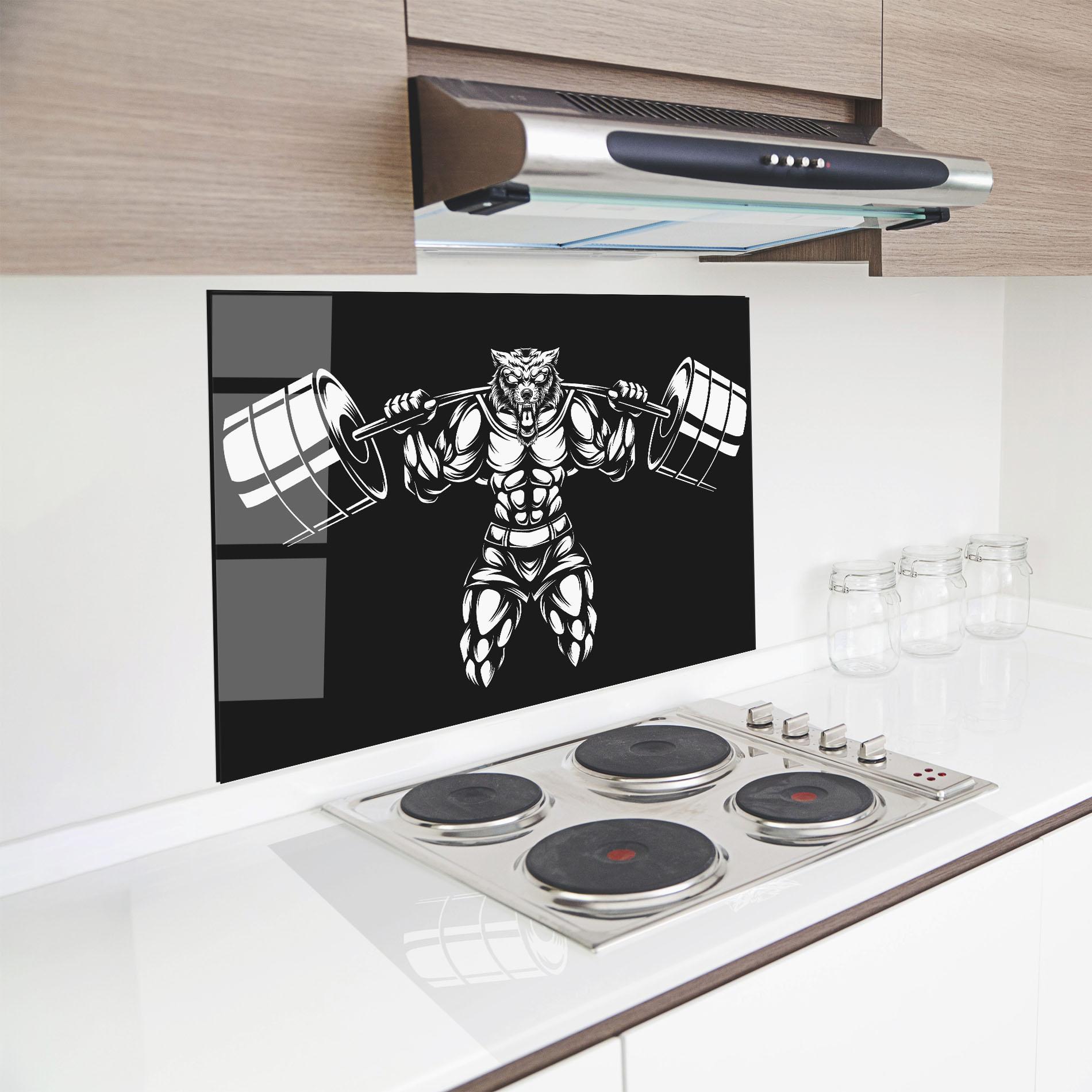 Küchenrückwand Glas Work Out Wolf mockup 8