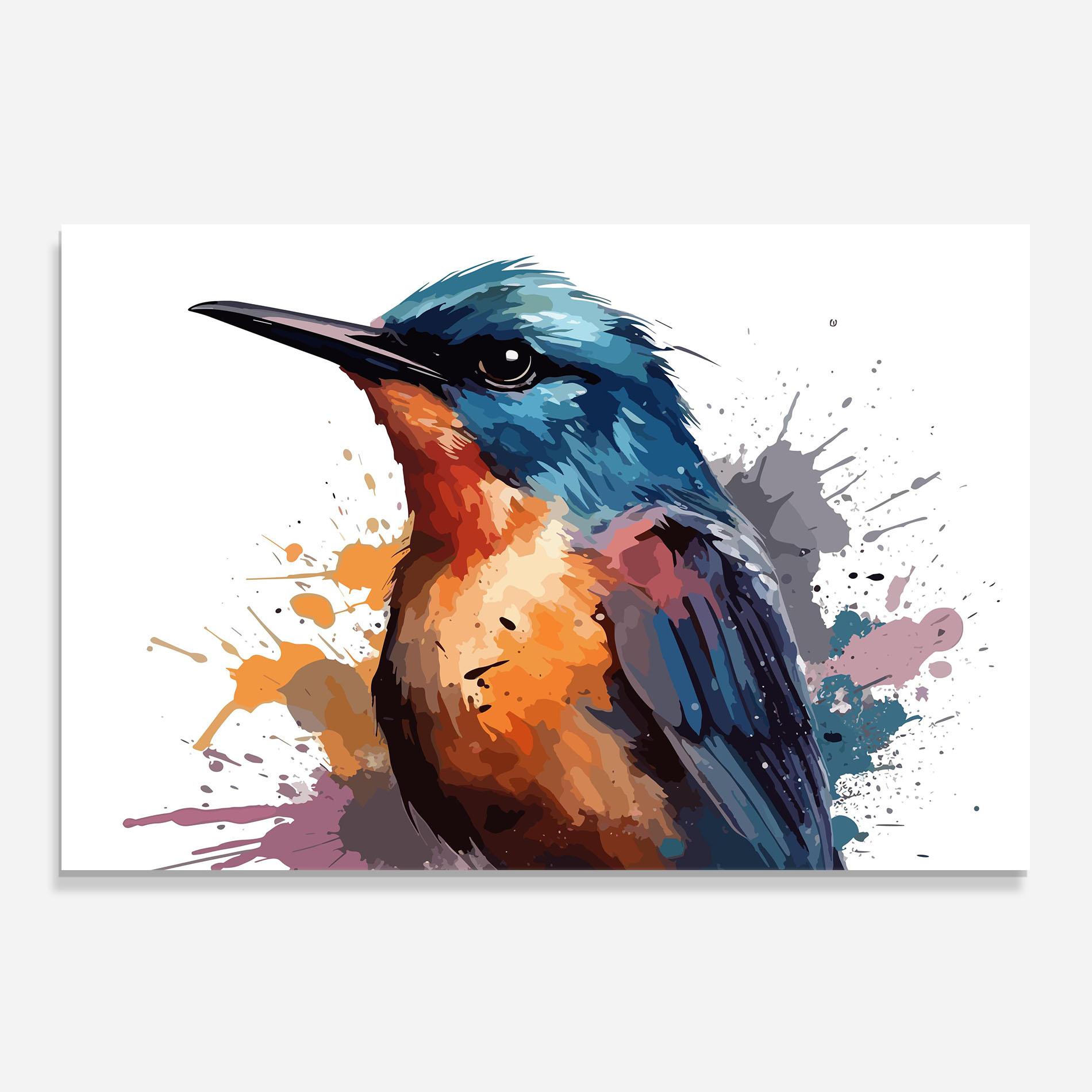 Küchenrückwand Glas Brush Style Bird mockup 0