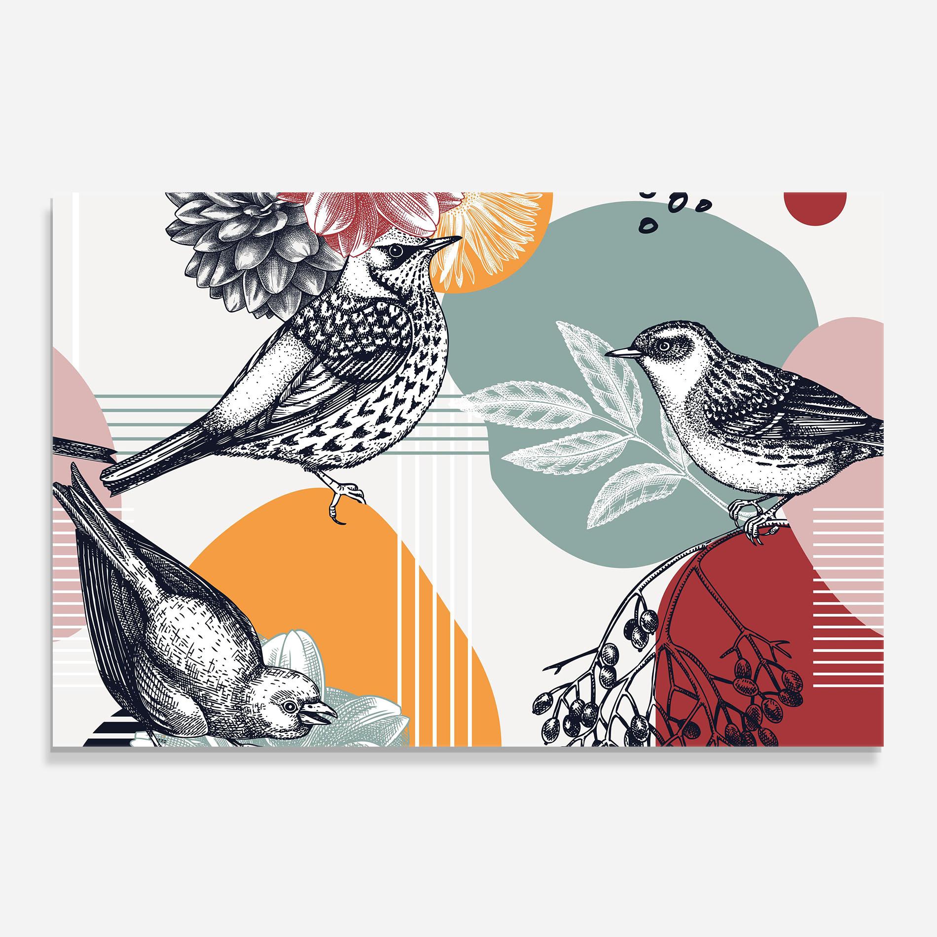 Küchenrückwand Glas Pretty Birds Collge mockup 0