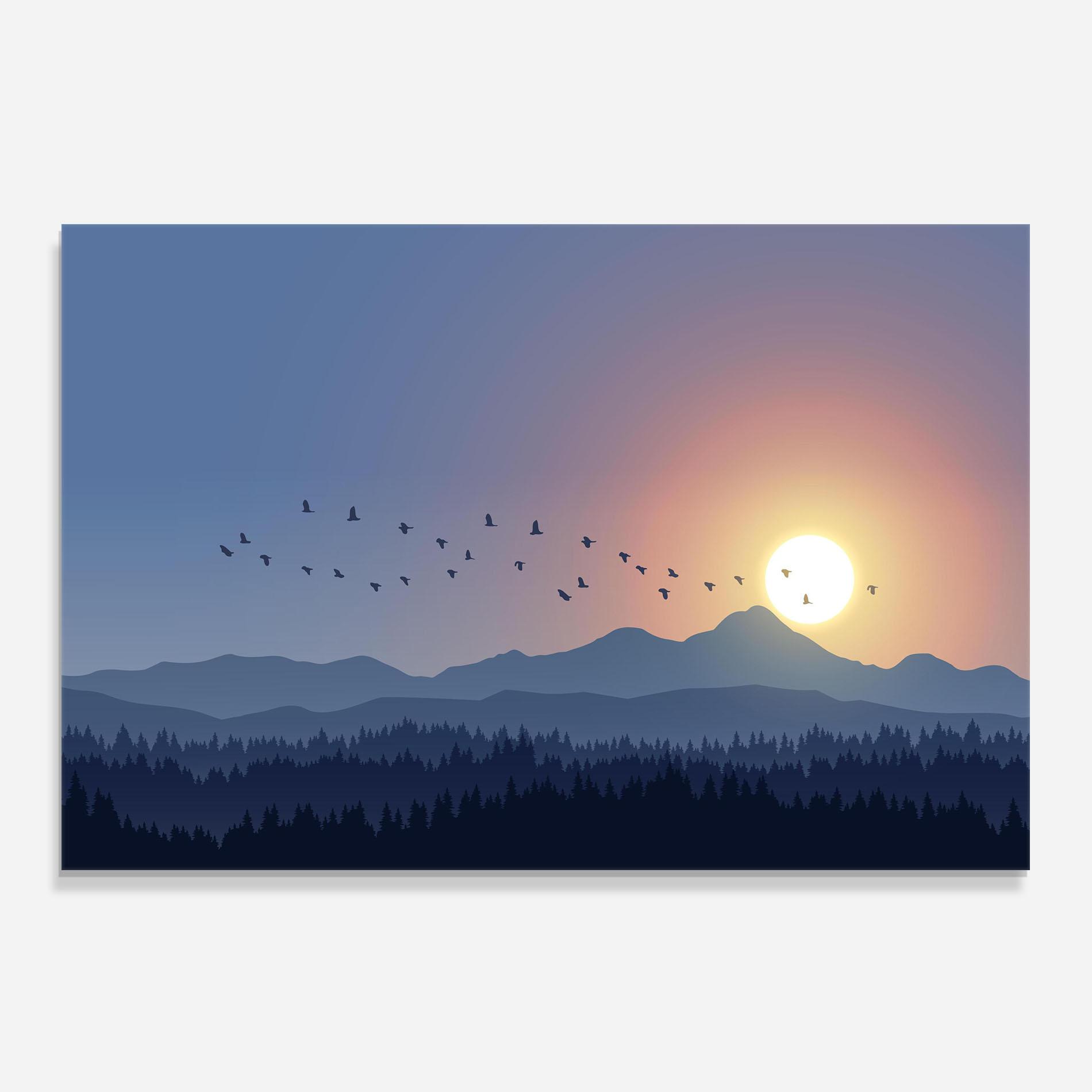 Küchenrückwand Glas Sunset Birds View mockup 0