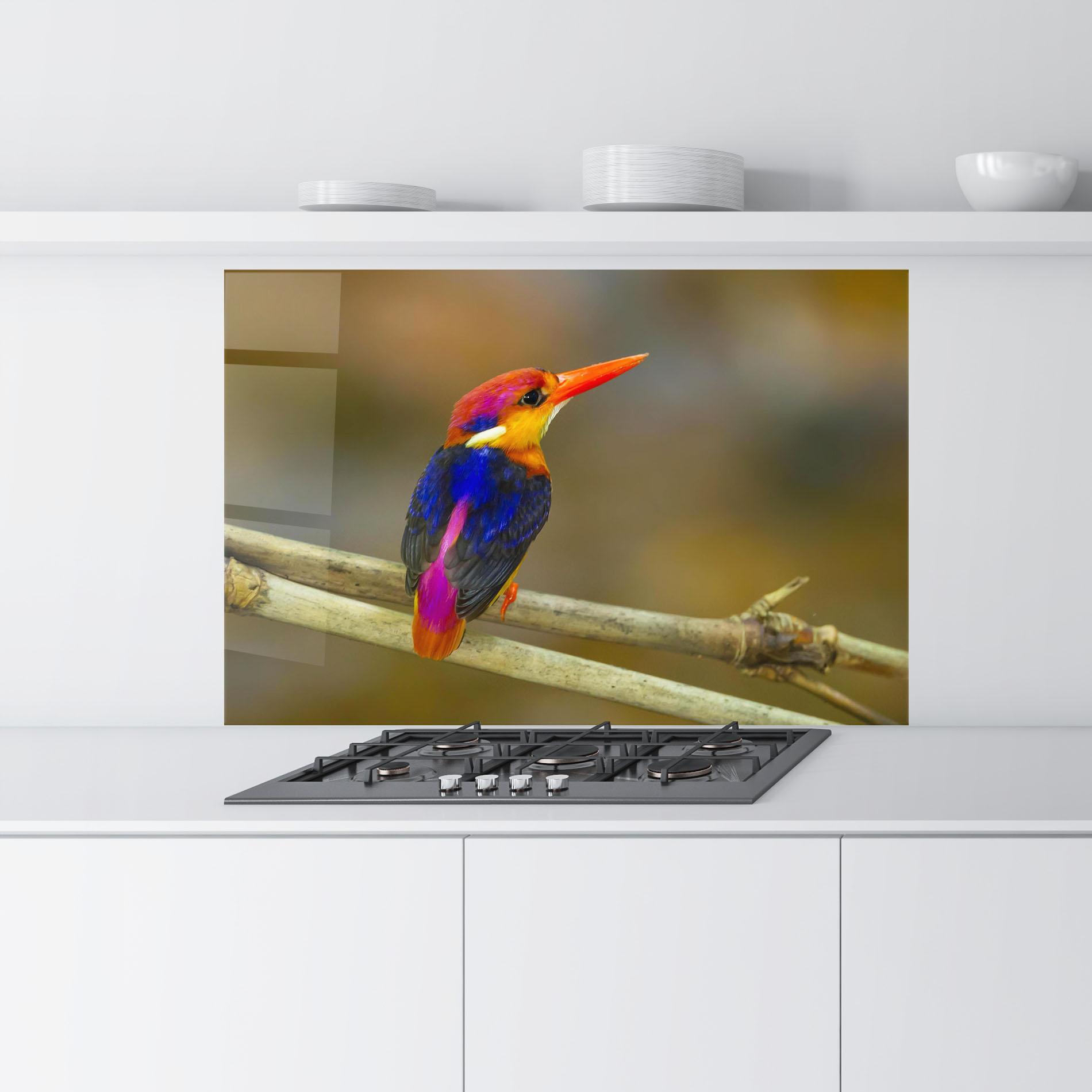 Küchenrückwand Glas Colorful Bird mockup 9