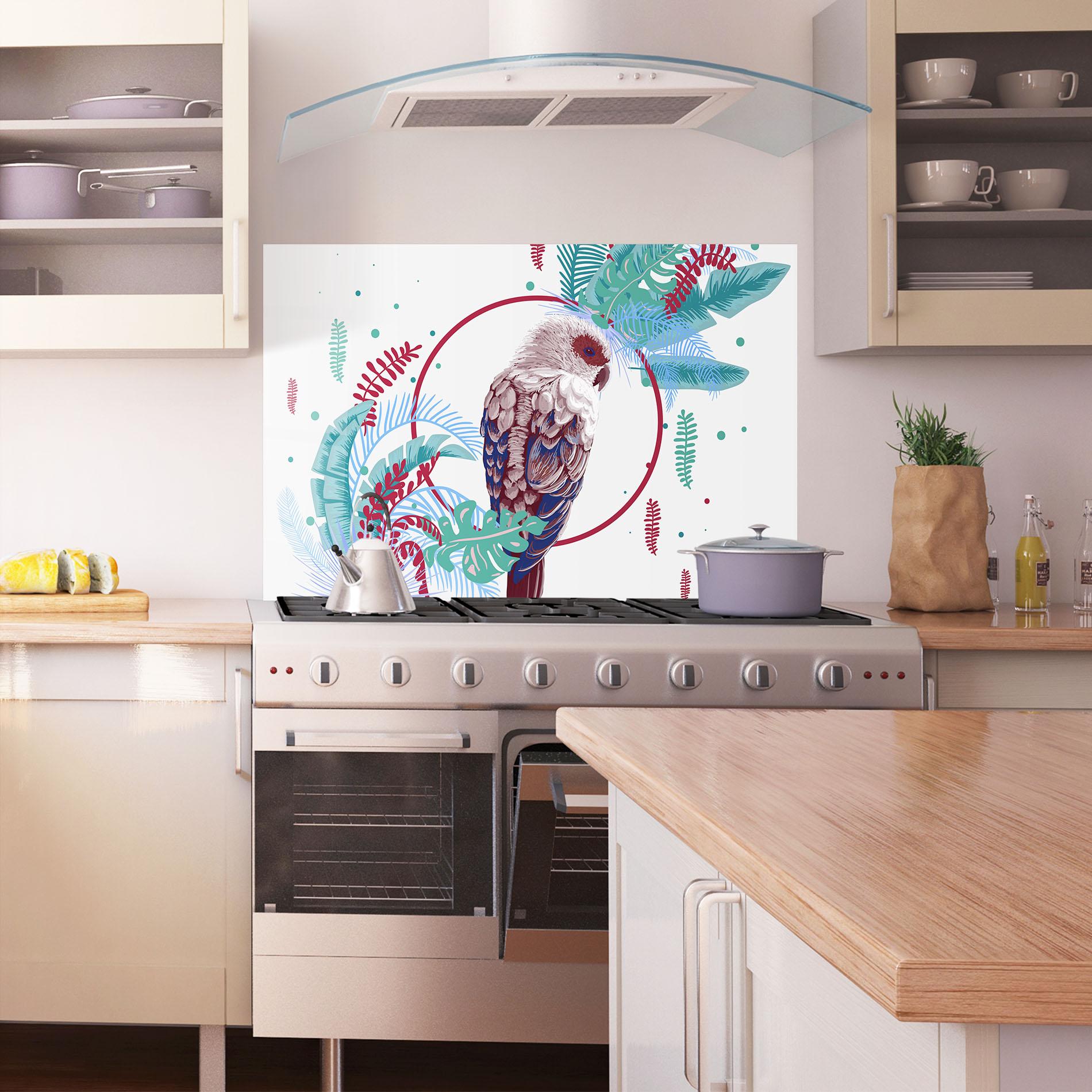 Küchenrückwand Glas Bright Bird mockup 1