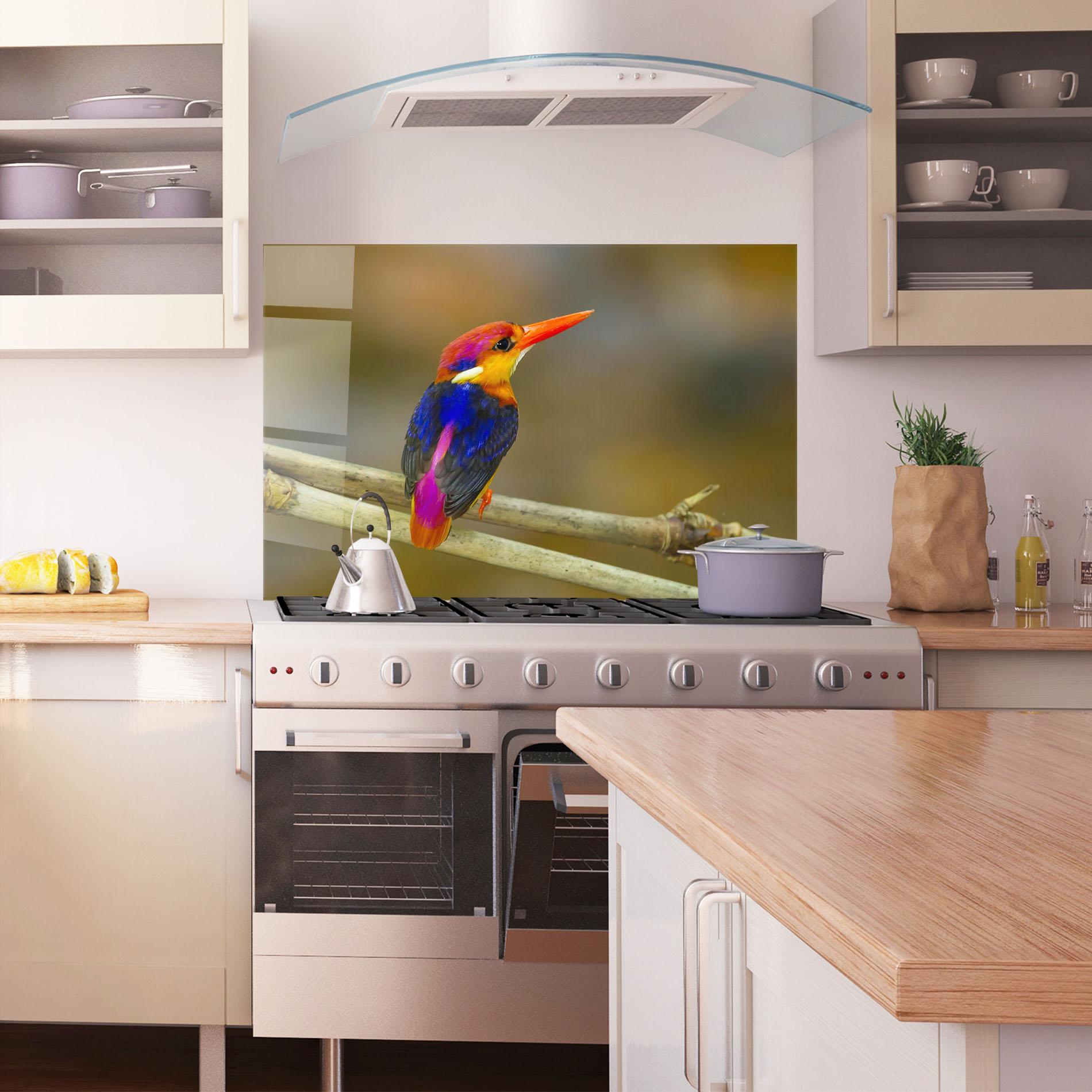 Küchenrückwand Glas Colorful Bird mockup 1