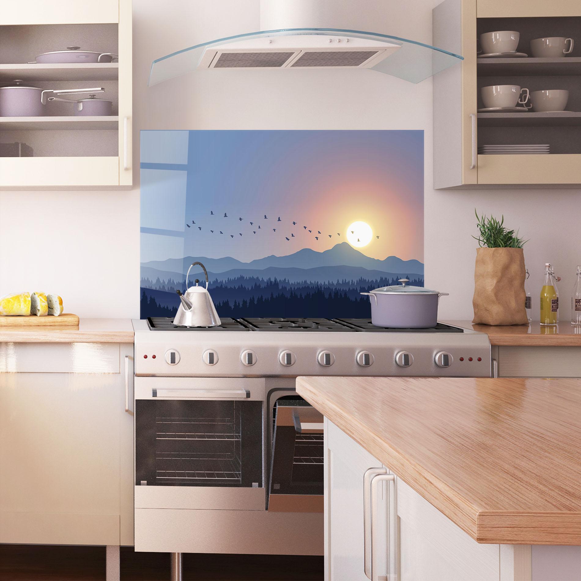 Küchenrückwand Glas Sunset Birds View mockup 1
