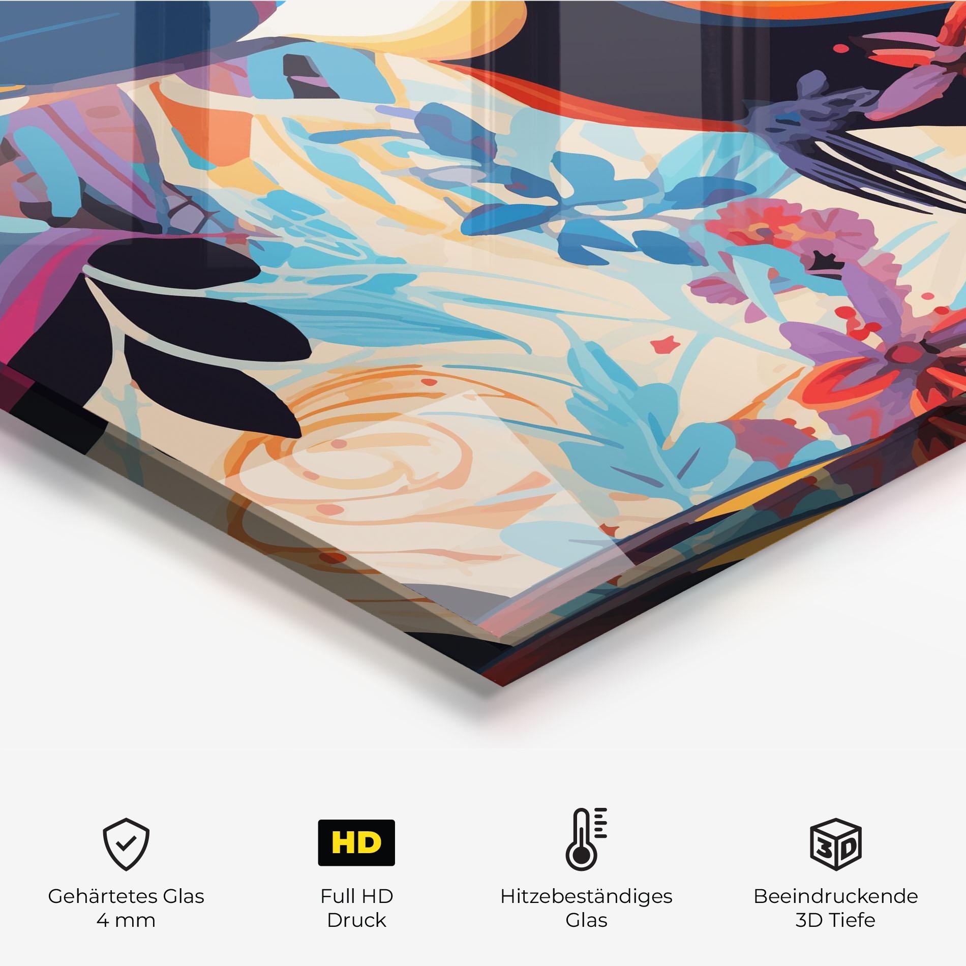 Küchenrückwand Glas Colorful Toucan mockup 2