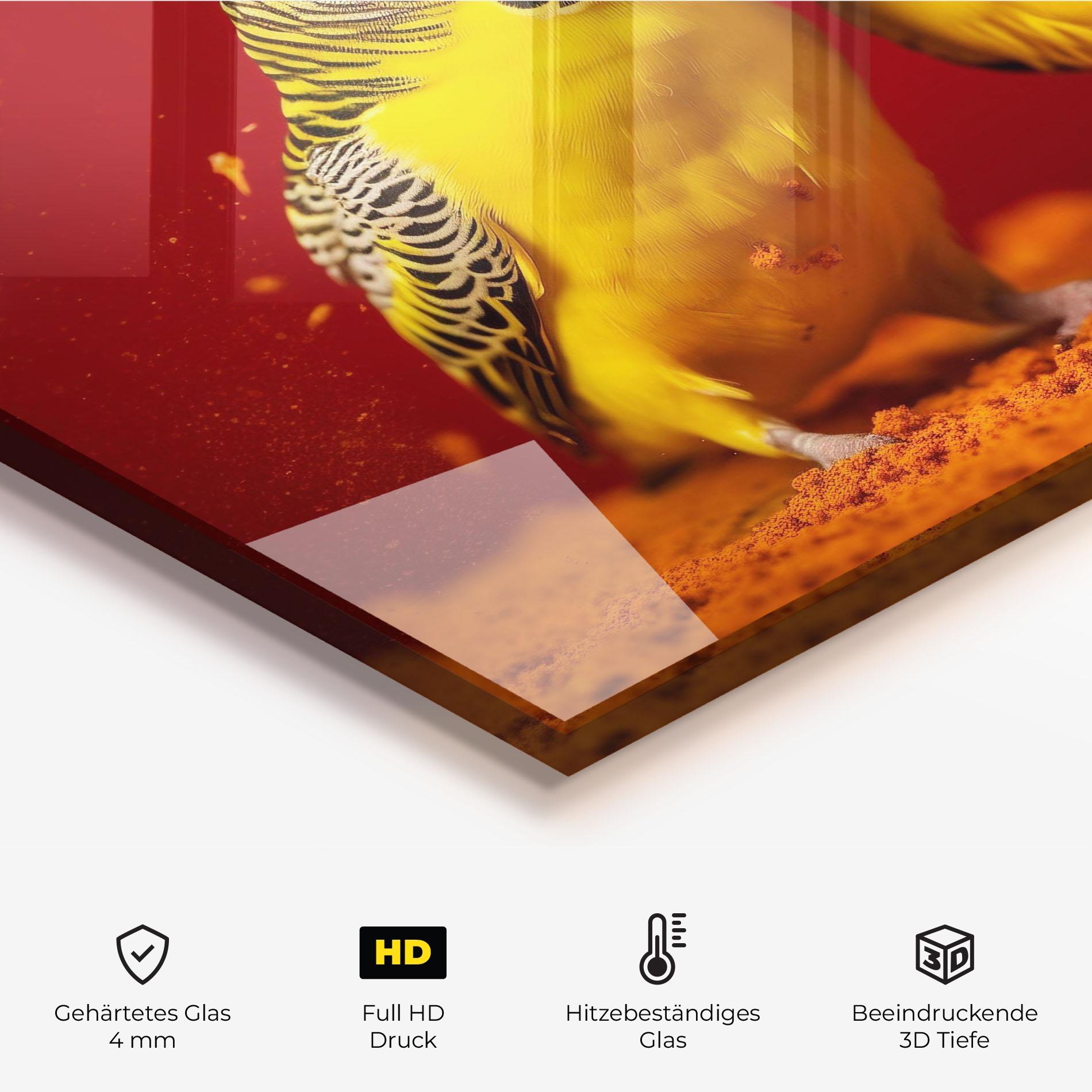 Küchenrückwand Glas Cute Yellow Birds mockup 2