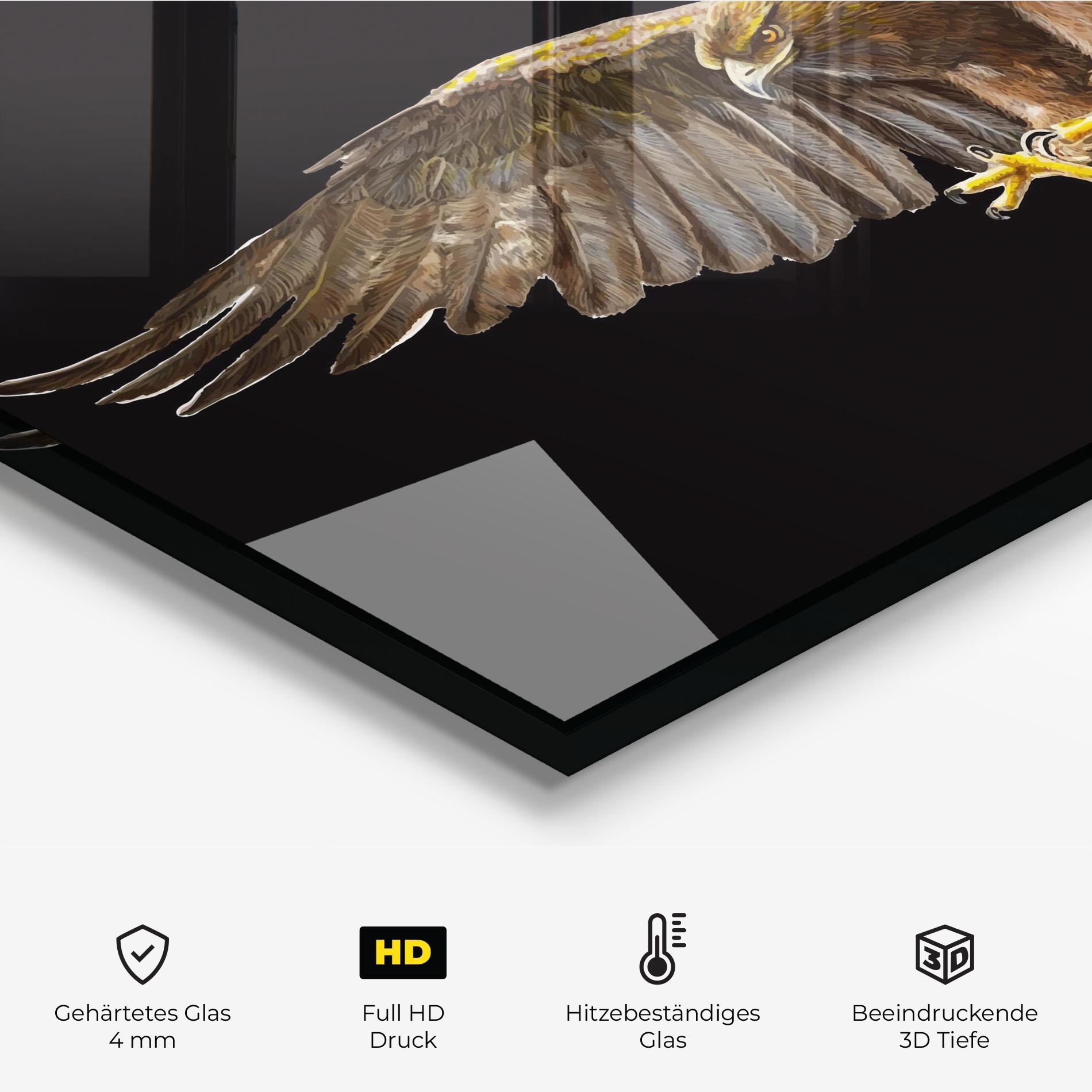 Küchenrückwand Glas Eagle On Black mockup 2