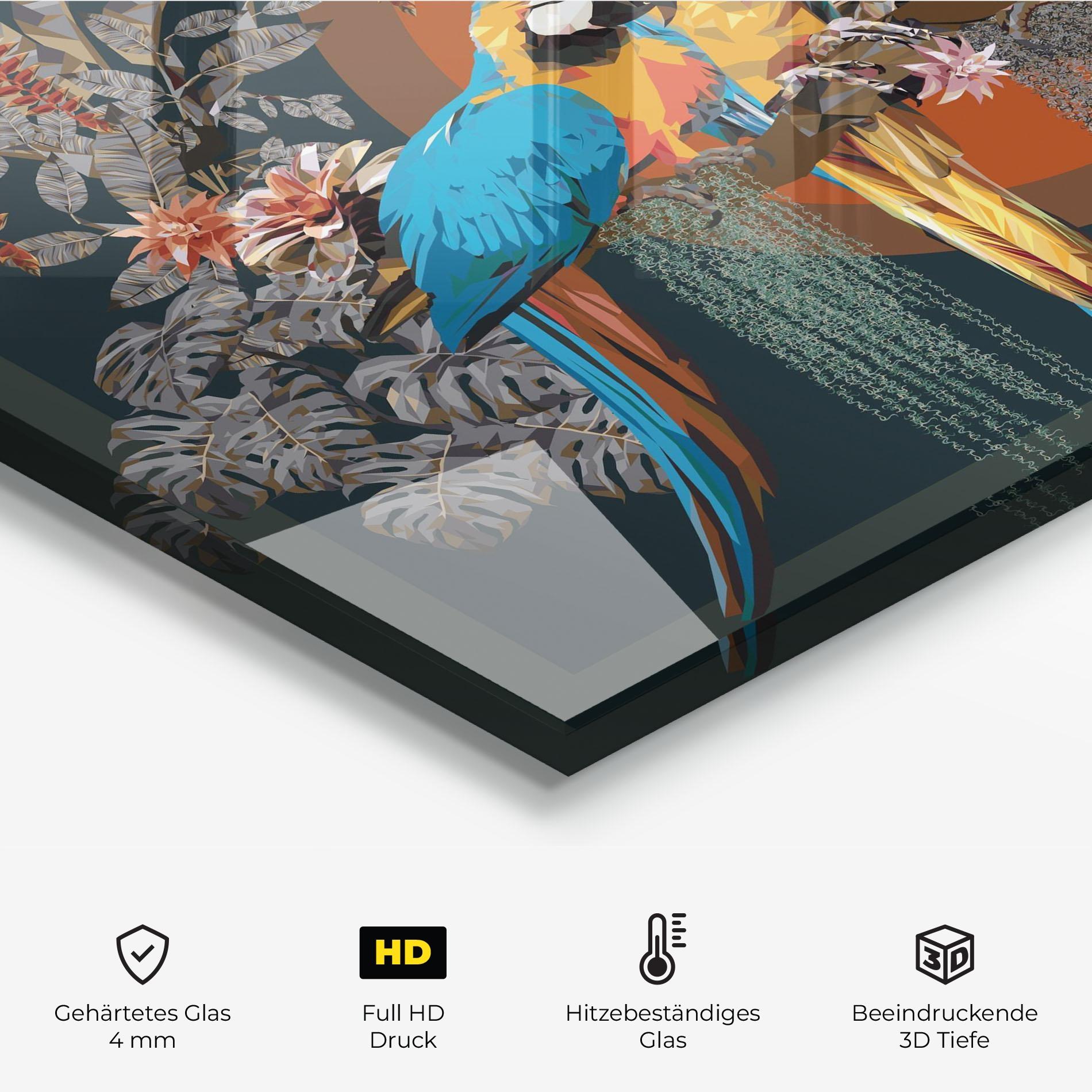 Küchenrückwand Glas Parrot Couples mockup 2