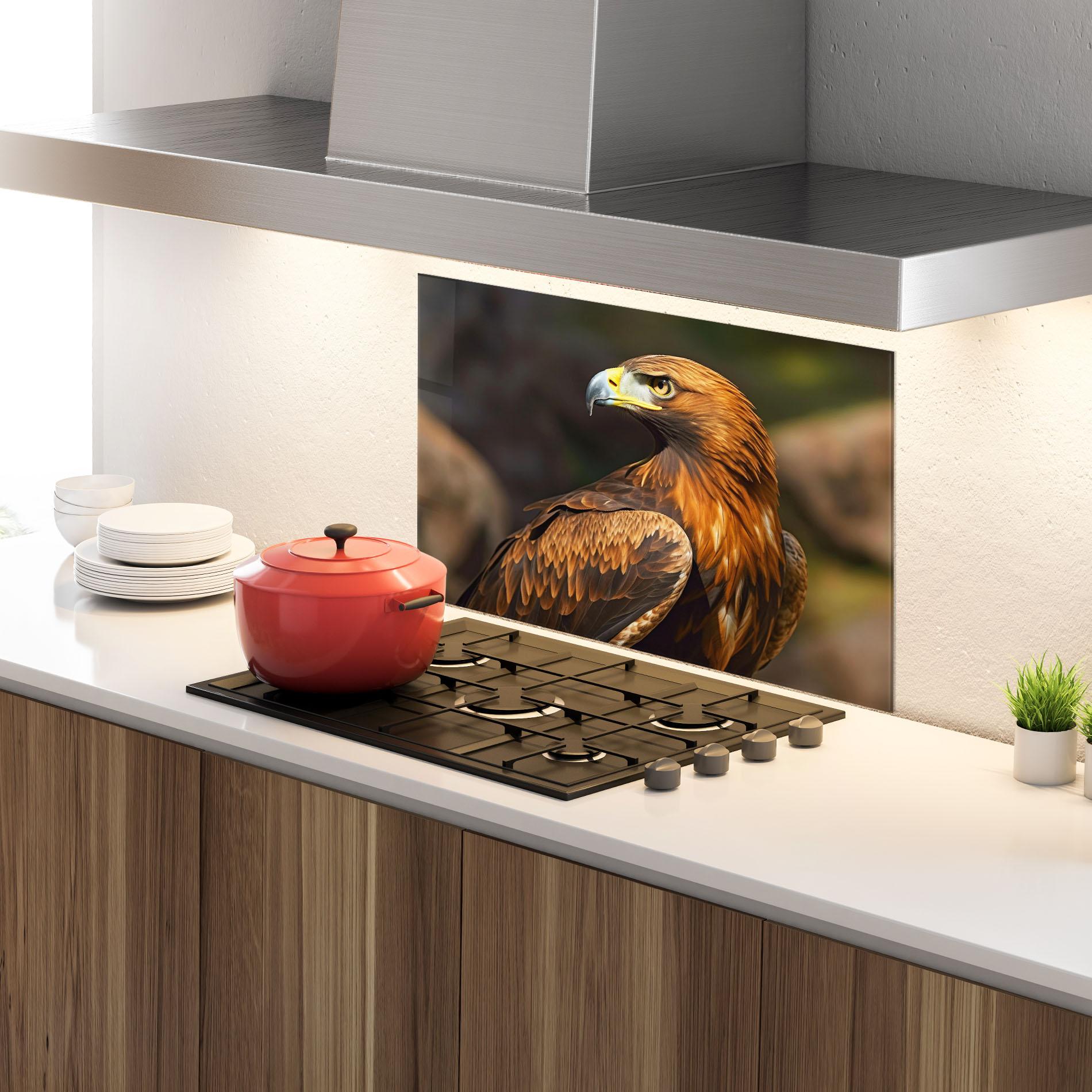 Küchenrückwand Glas Brown Eagle mockup 4