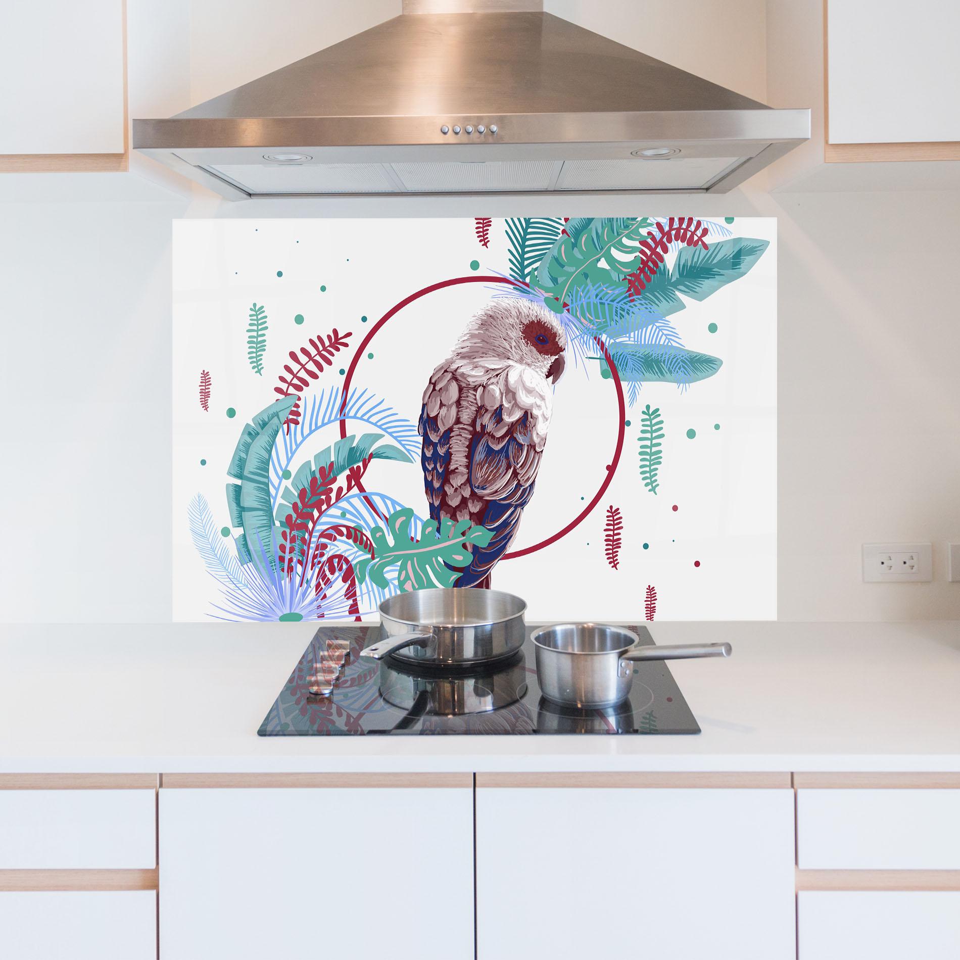 Küchenrückwand Glas Bright Bird mockup 5