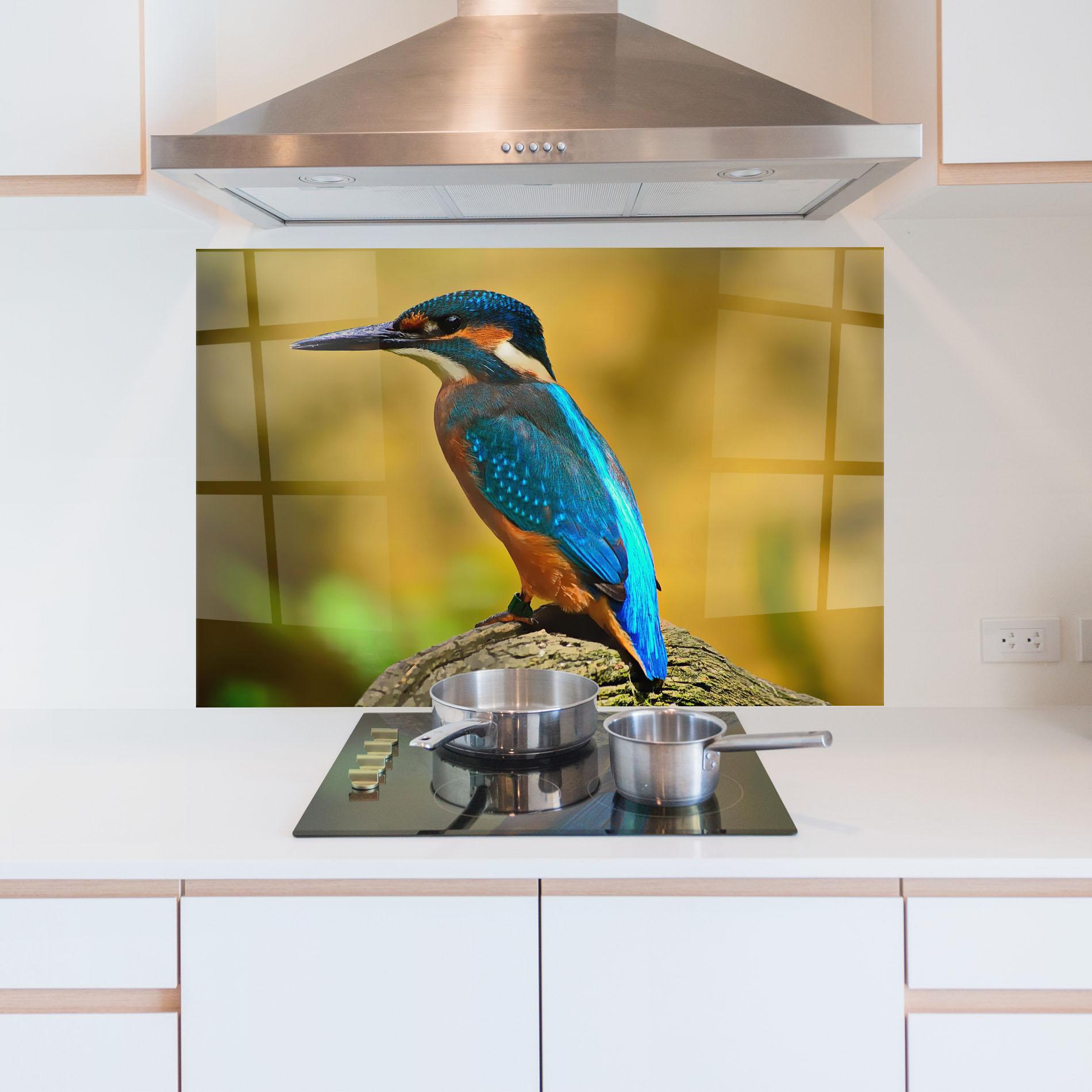 Küchenrückwand Glas Cute Blue Bird mockup 5