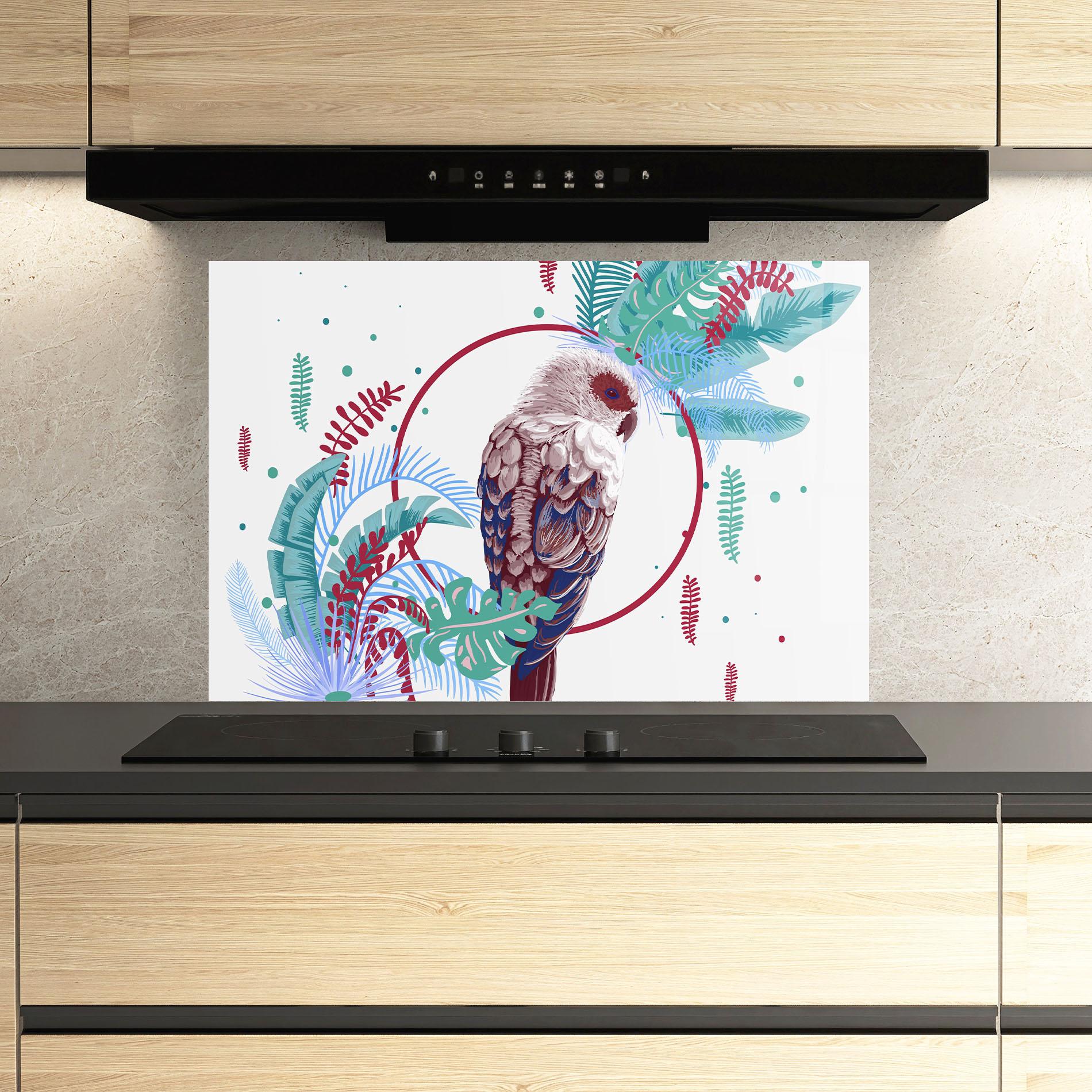 Küchenrückwand Glas Bright Bird mockup 3