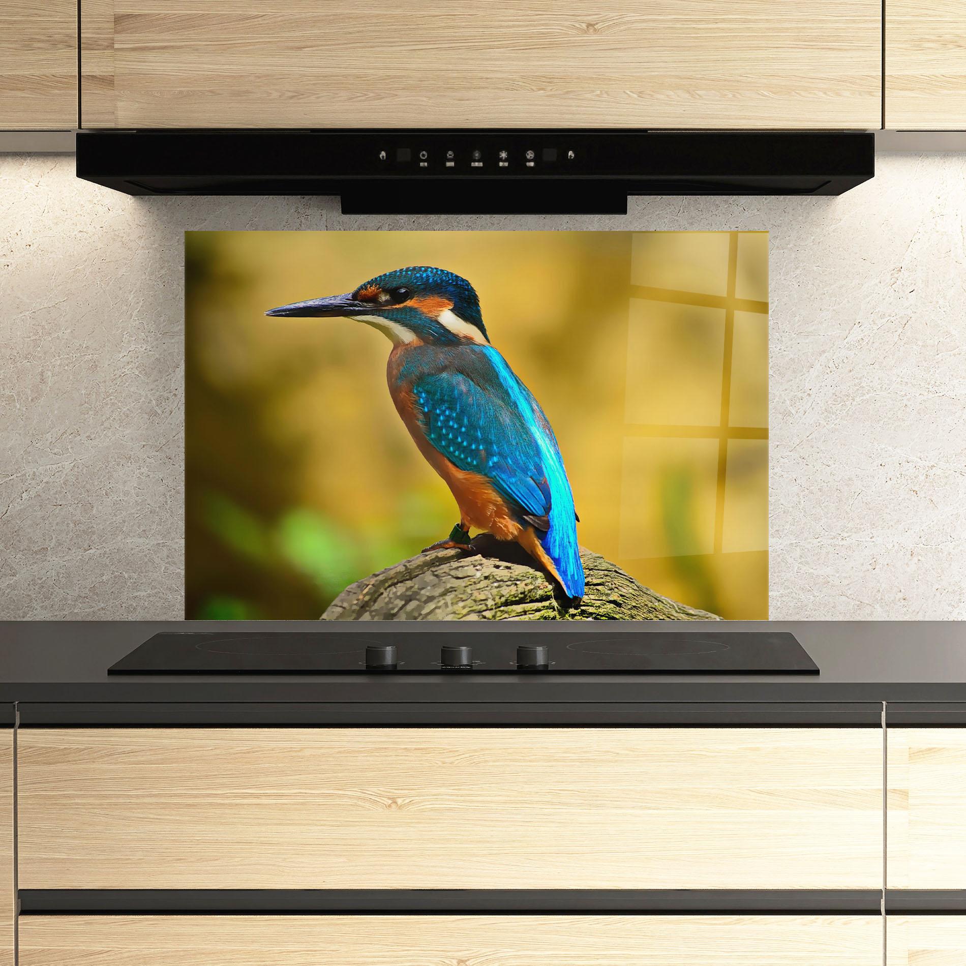 Küchenrückwand Glas Cute Blue Bird mockup 3