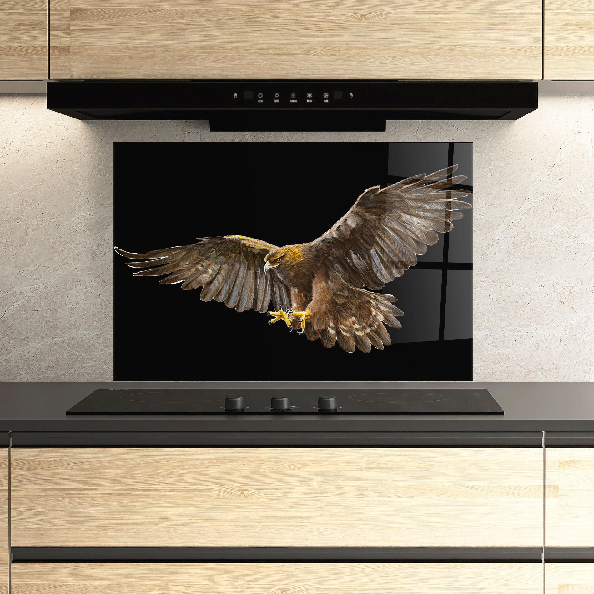 Küchenrückwand Glas Eagle On Black mockup 3