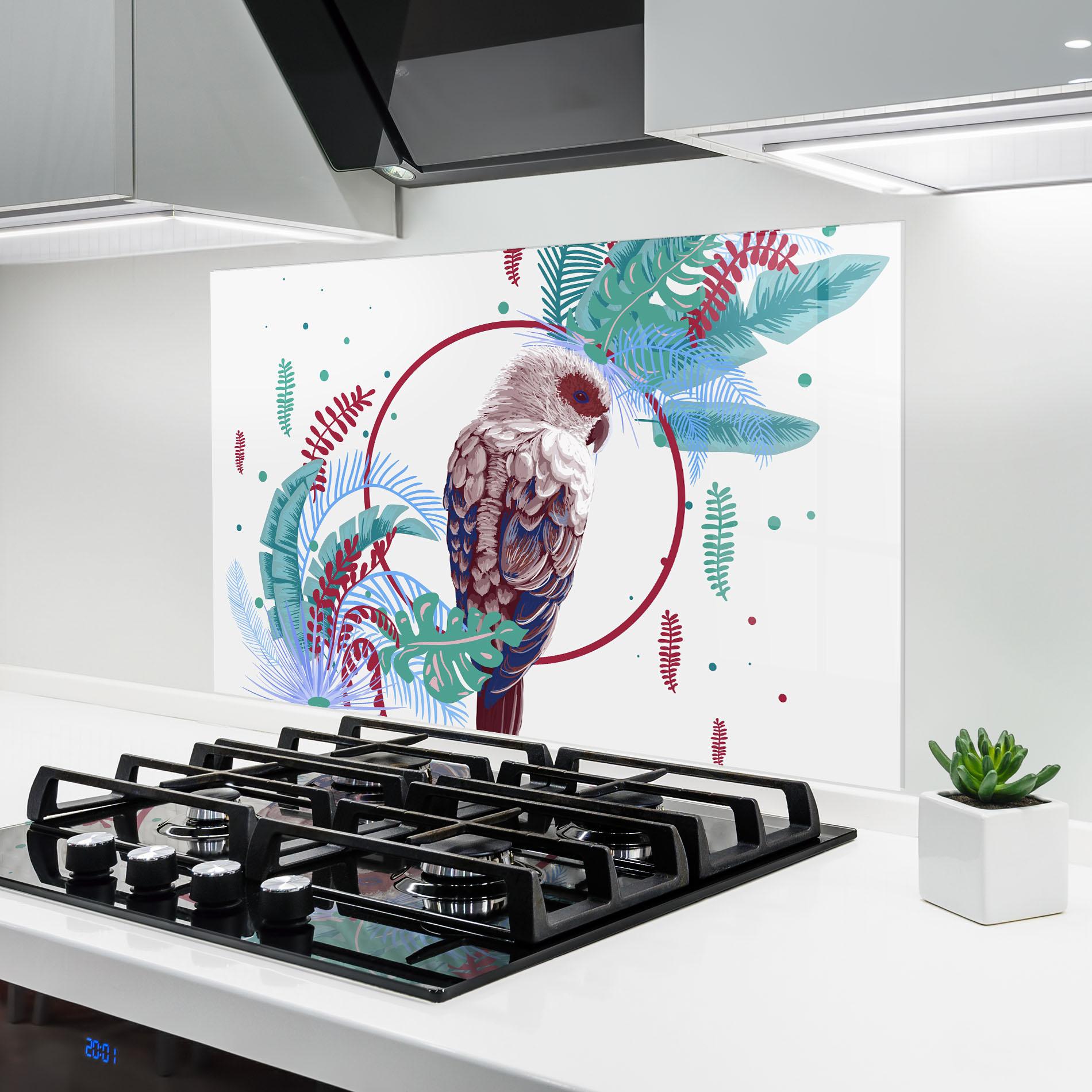 Küchenrückwand Glas Bright Bird mockup 6