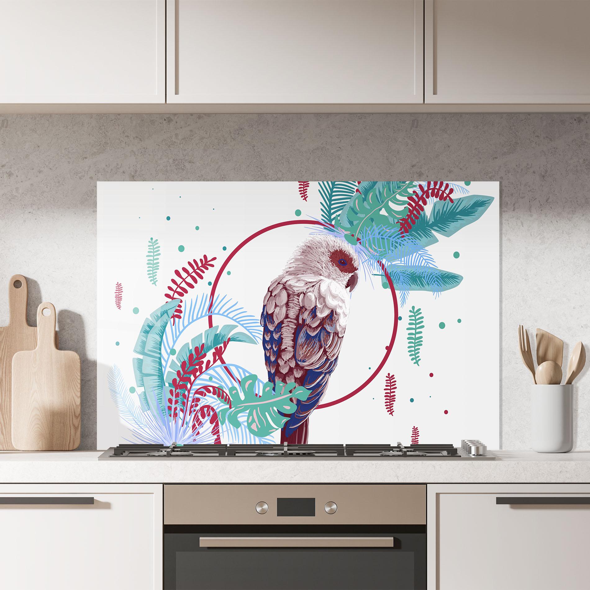 Küchenrückwand Glas Bright Bird mockup 7