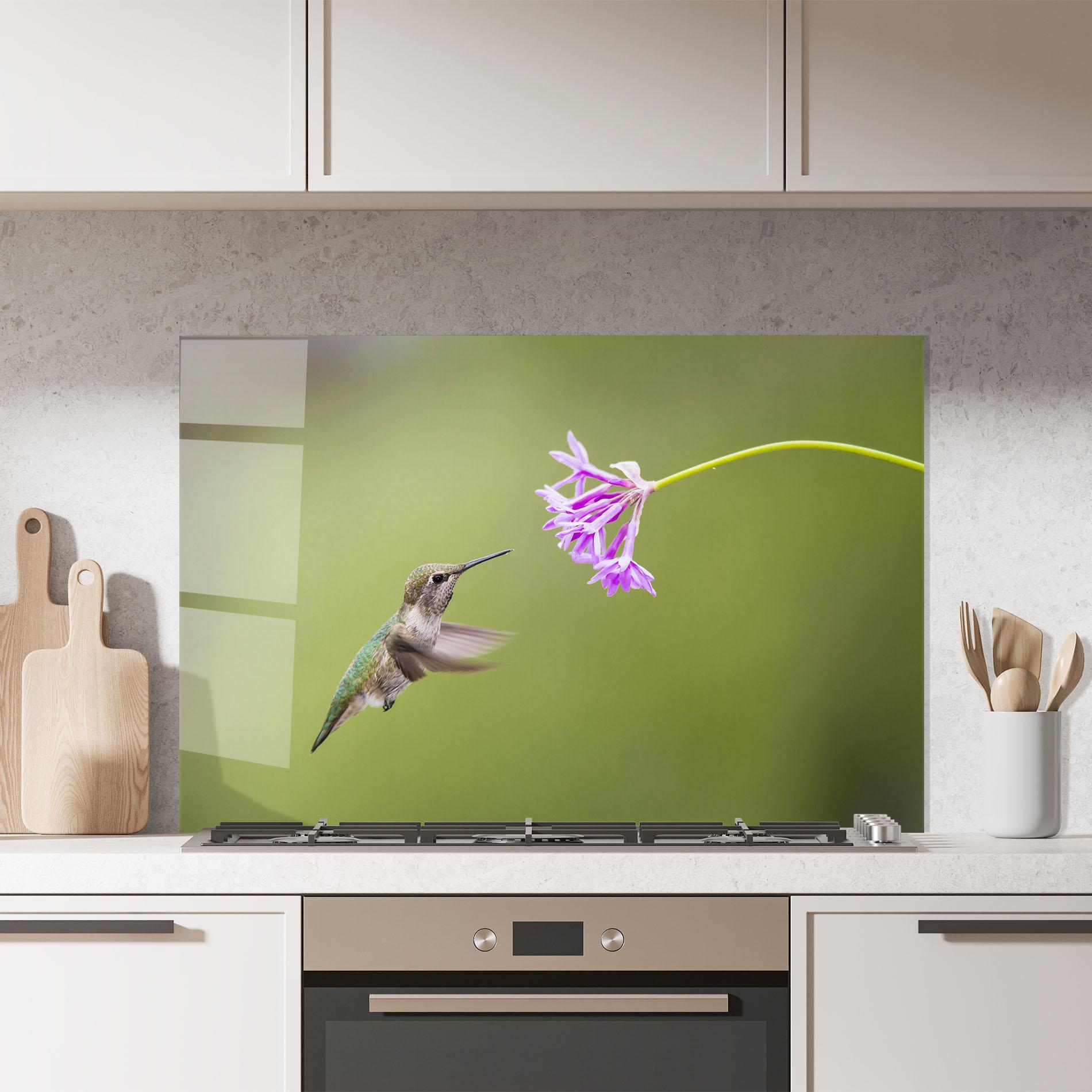 Küchenrückwand Glas Cute Hummingbird mockup 7