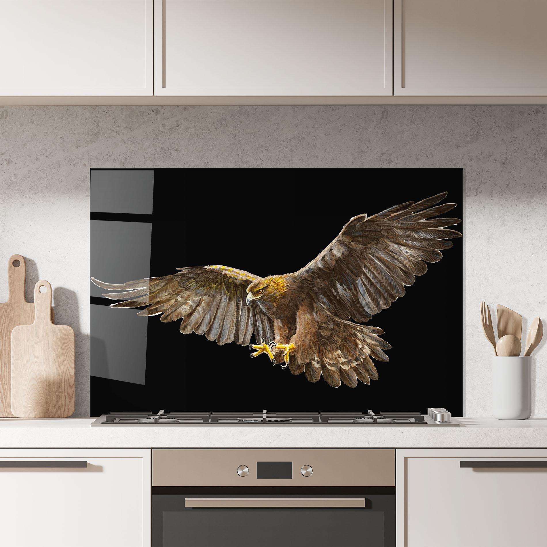 Küchenrückwand Glas Eagle On Black mockup 7