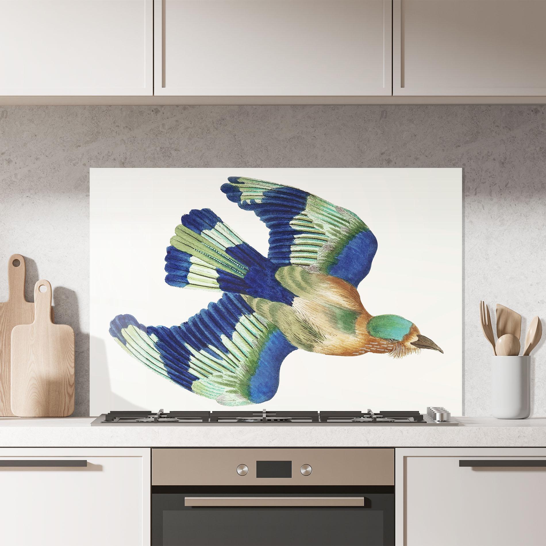 Küchenrückwand Glas Green Blue Bird mockup 7