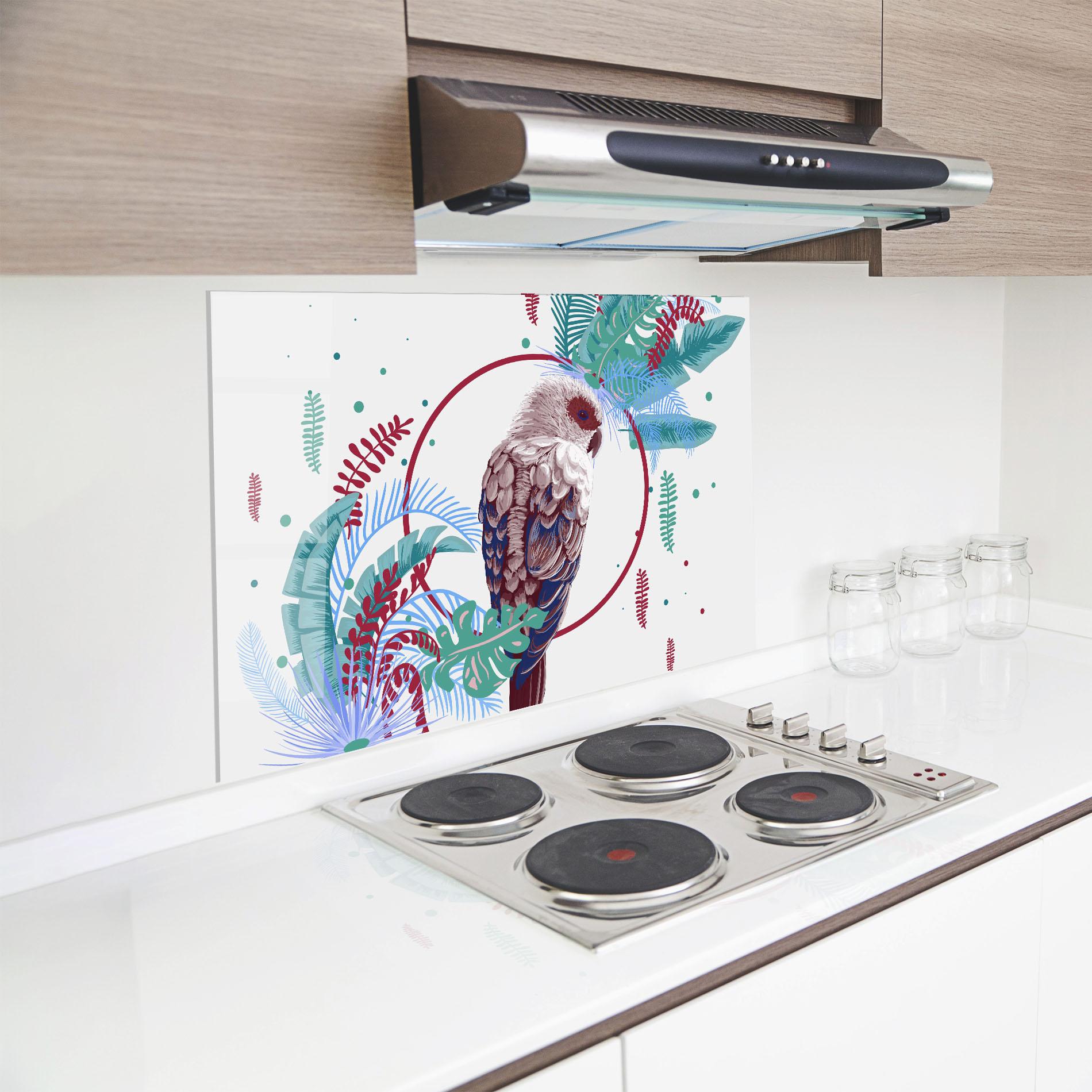 Küchenrückwand Glas Bright Bird mockup 8