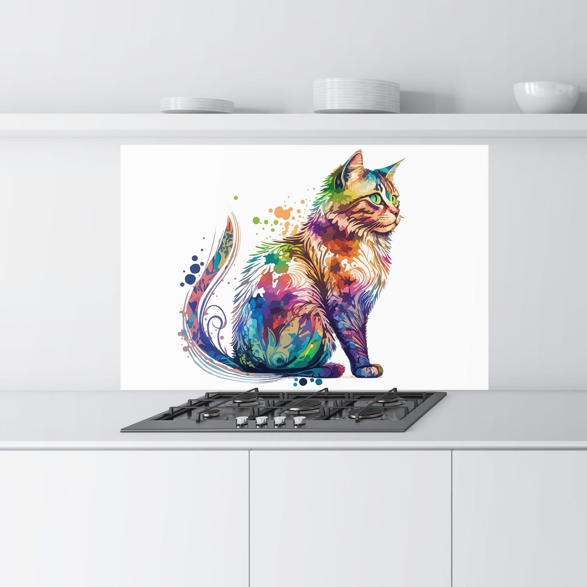 Küchenrückwand Glas Cat Color Mix mockup 9