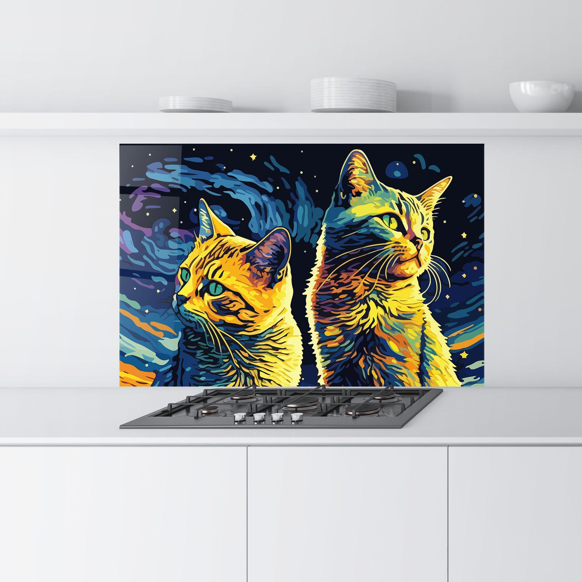 Küchenrückwand Glas Cat Painting mockup 9