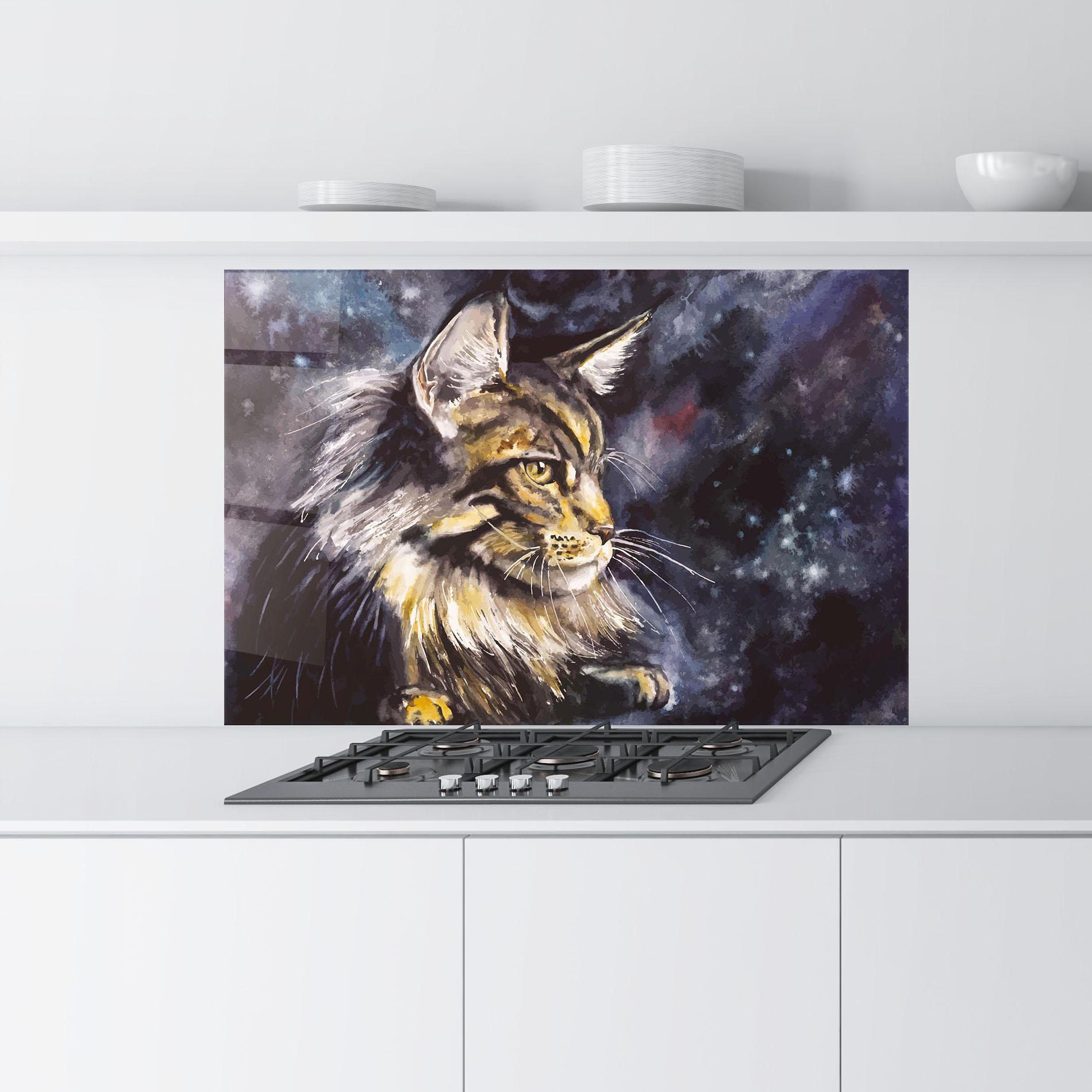 Küchenrückwand Glas Cat Watercolor Art mockup 9