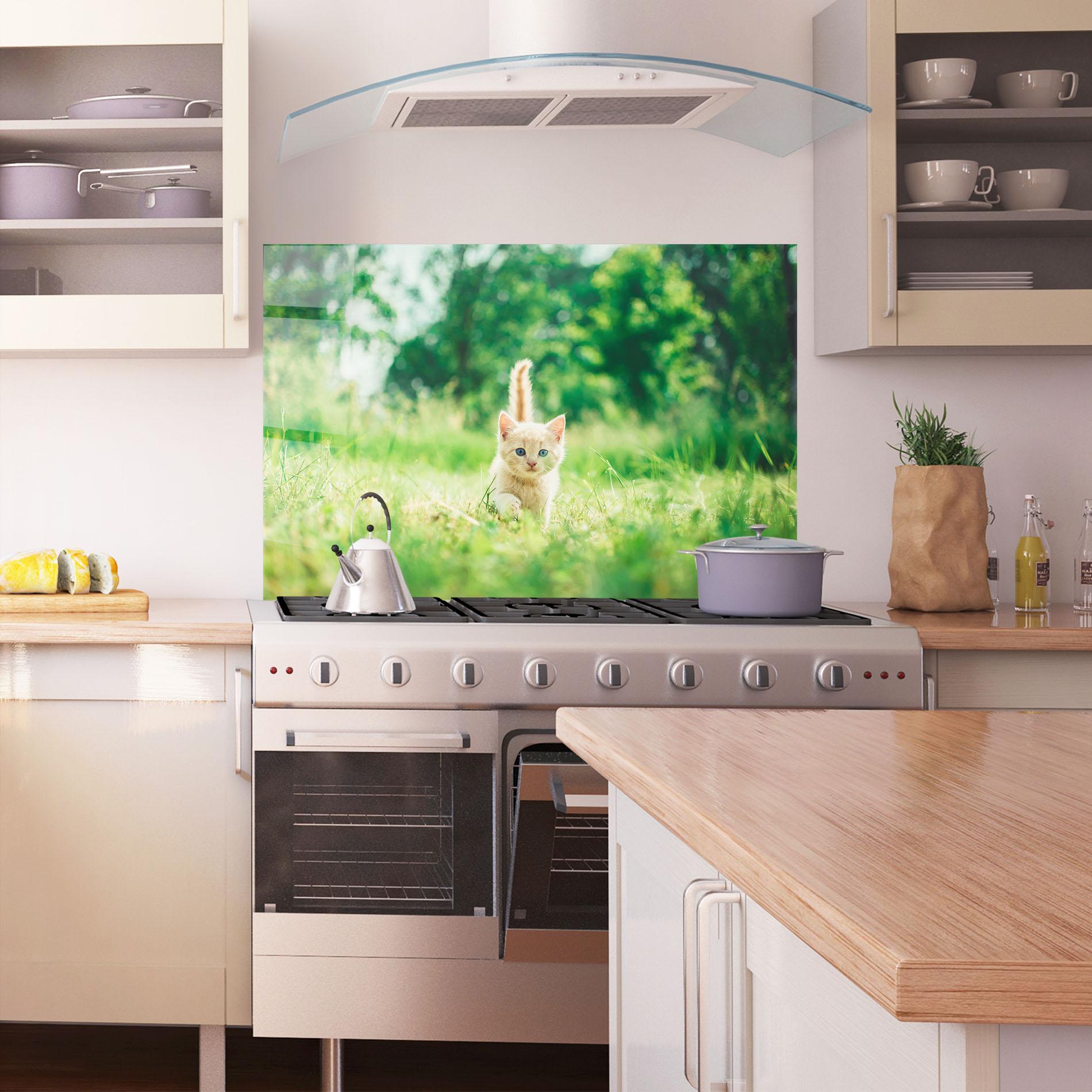 Küchenrückwand Glas Little Cute Cat mockup 1