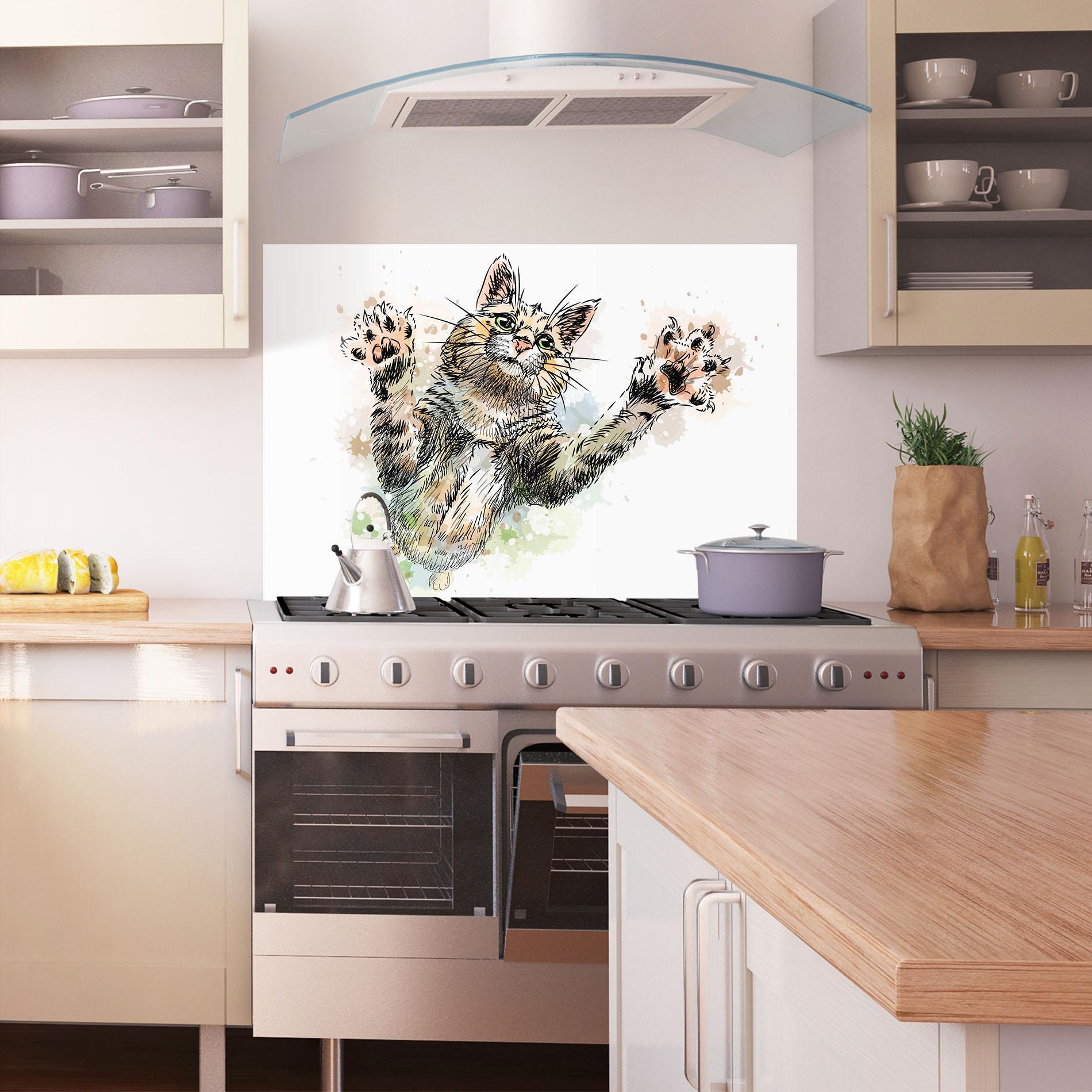 Küchenrückwand Glas Orange Cat Splash mockup 1