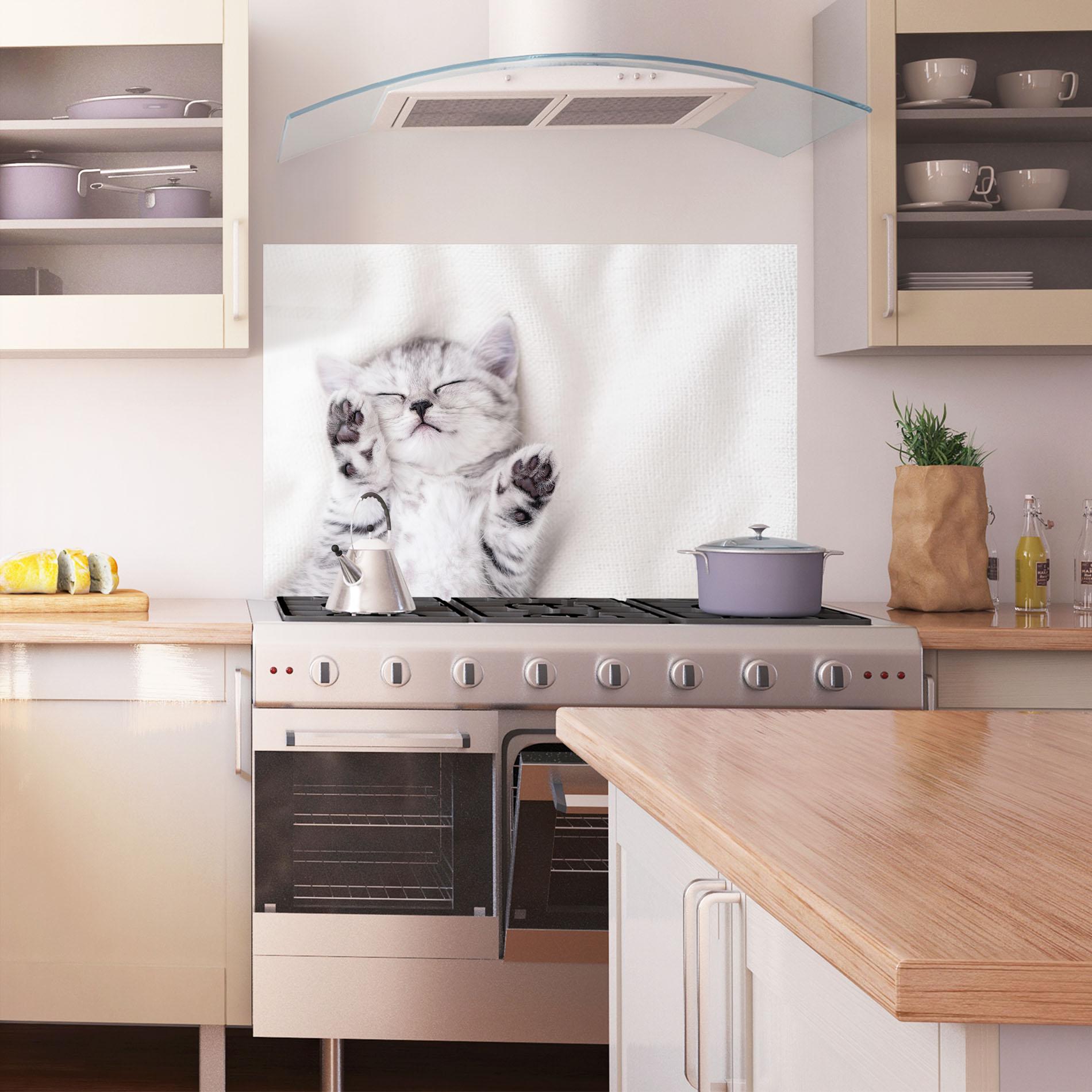 Küchenrückwand Glas Pretty Baby Cat mockup 1