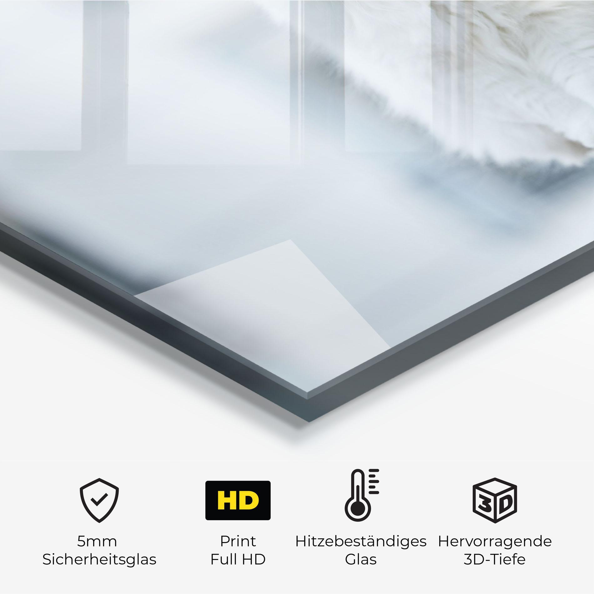 Küchenrückwand Glas Big White Cat mockup 2