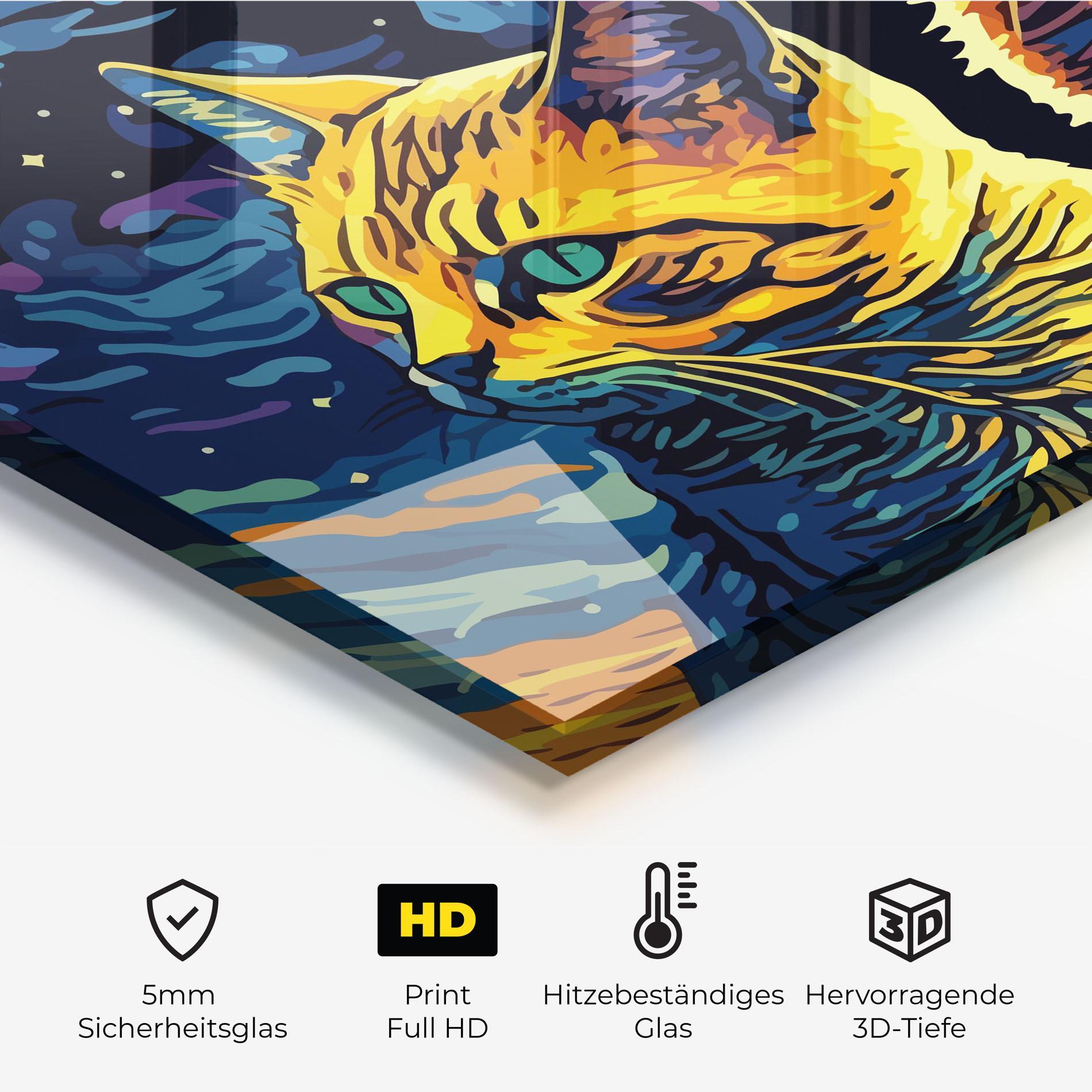 Küchenrückwand Glas Cat Painting mockup 2