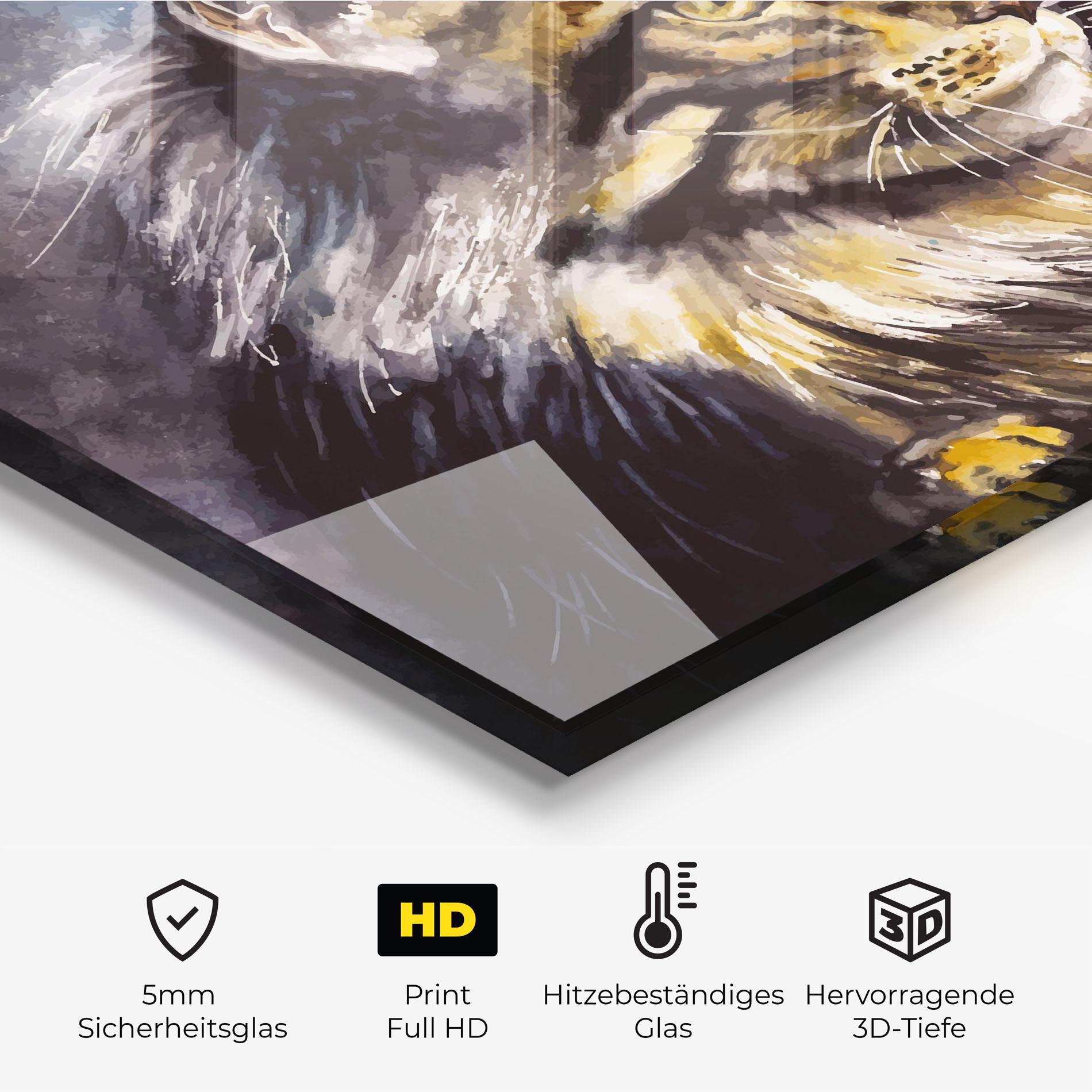 Küchenrückwand Glas Cat Watercolor Art mockup 2